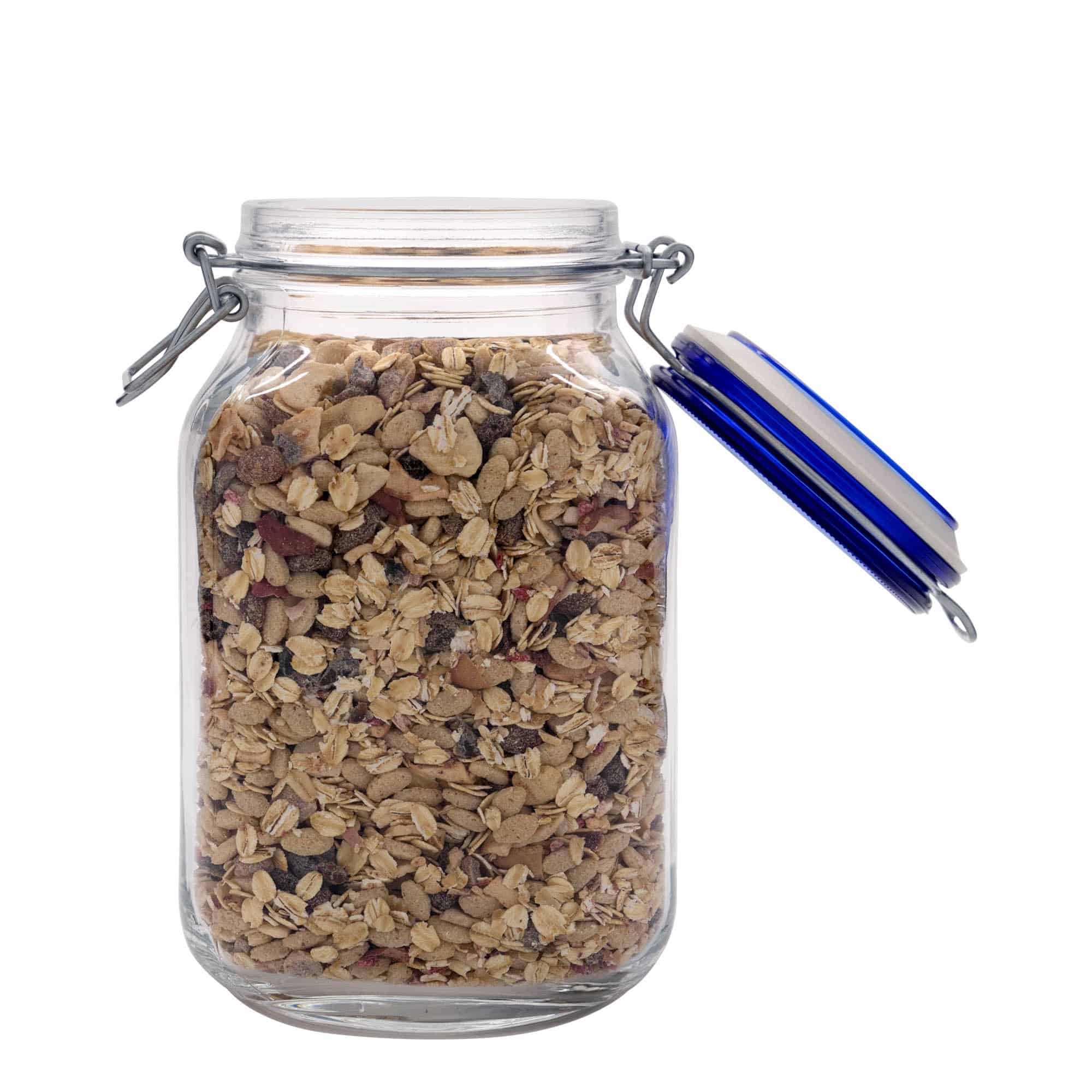 2,000 ml wire bail jar 'Fido' Blue Top, square, opening: wire bail closure 2,000 ml wire bail jar 'Fido' Blue Top, square, opening: wire bail closure