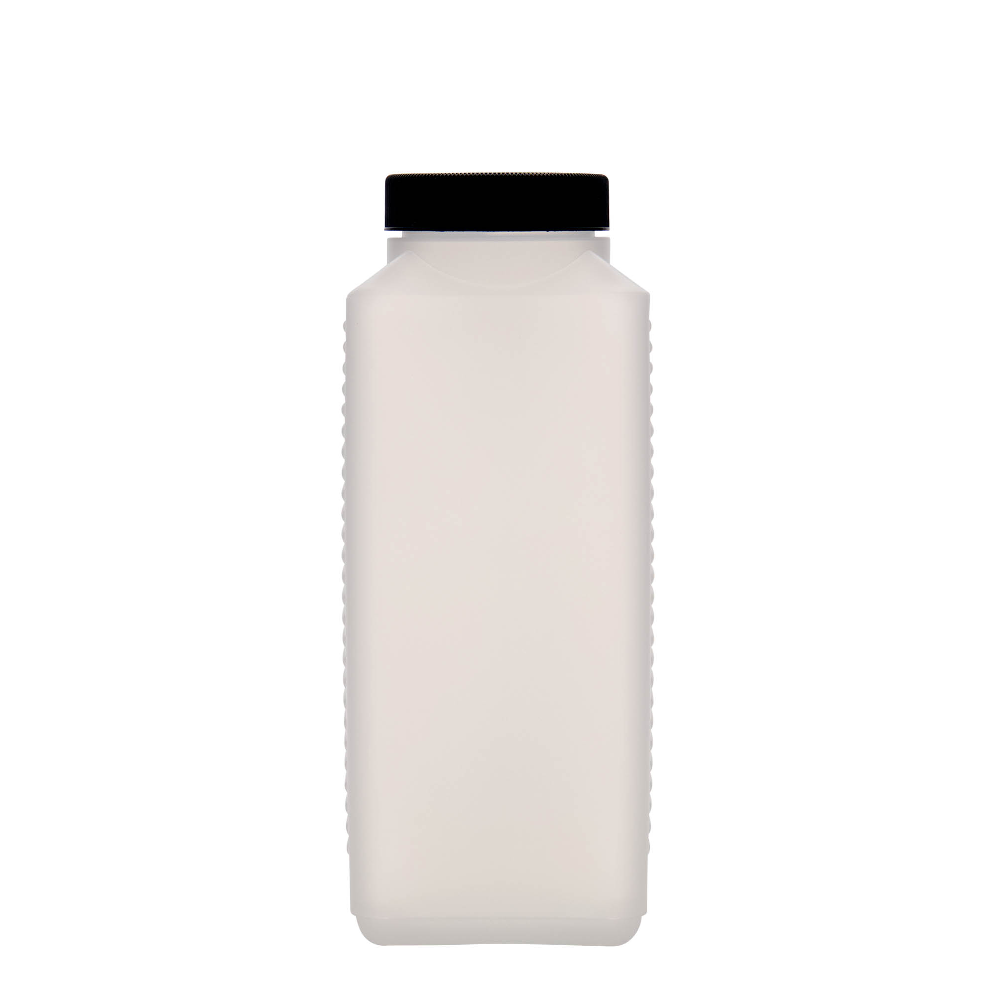 1,000 ml wide-neck bottle, rectangular, HDPE plastic, natural, opening: DIN 60 EPE