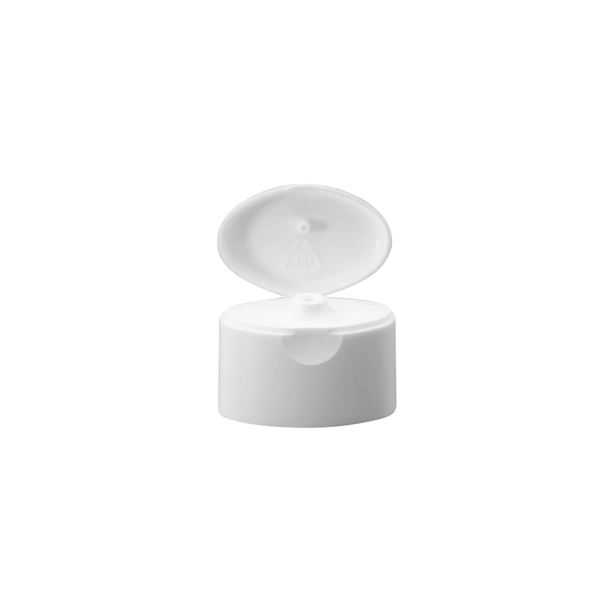 Screw cap with hinged flap for 'Indy', plastic, white