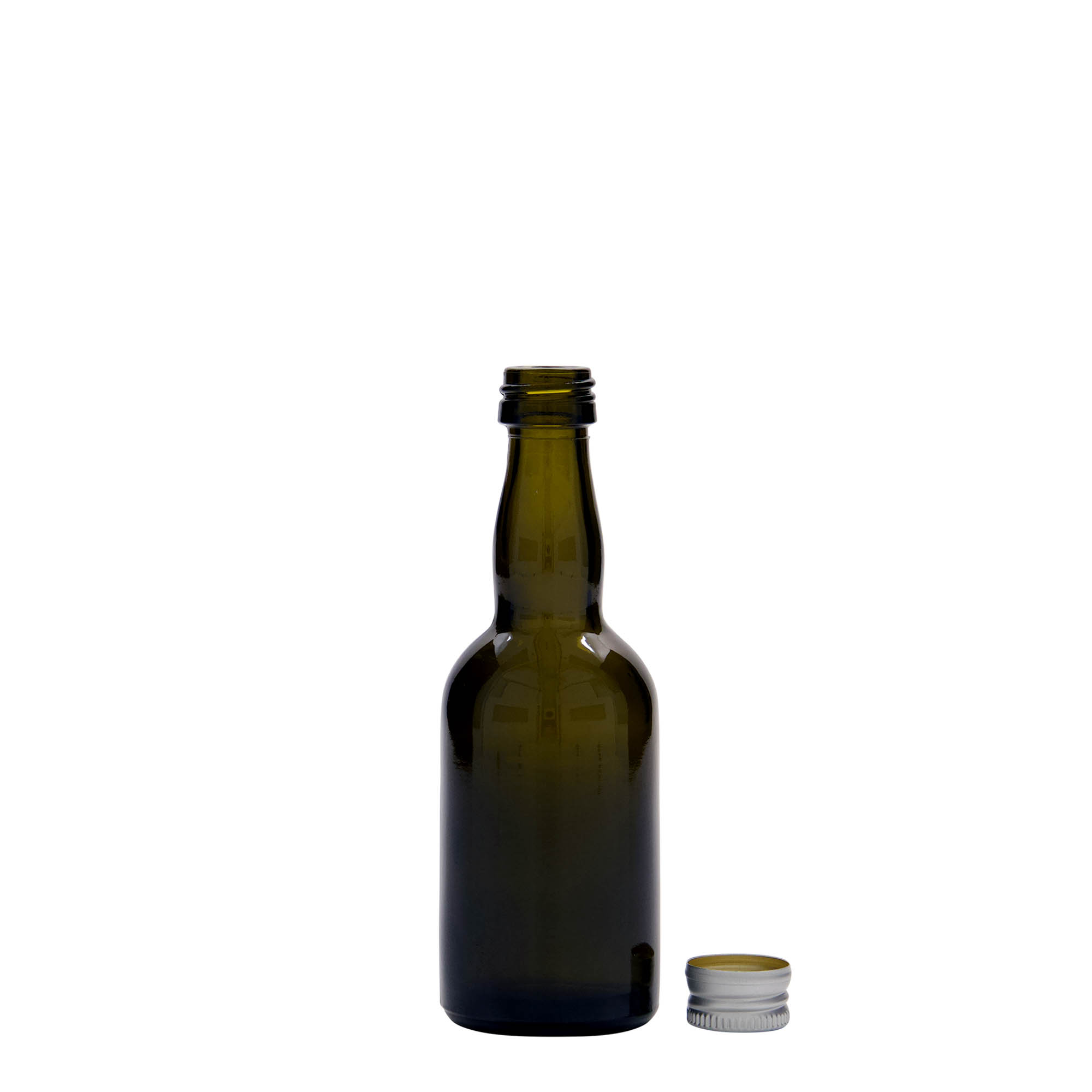 50 ml glass bottle 'Proba', antique green, opening: PP 18