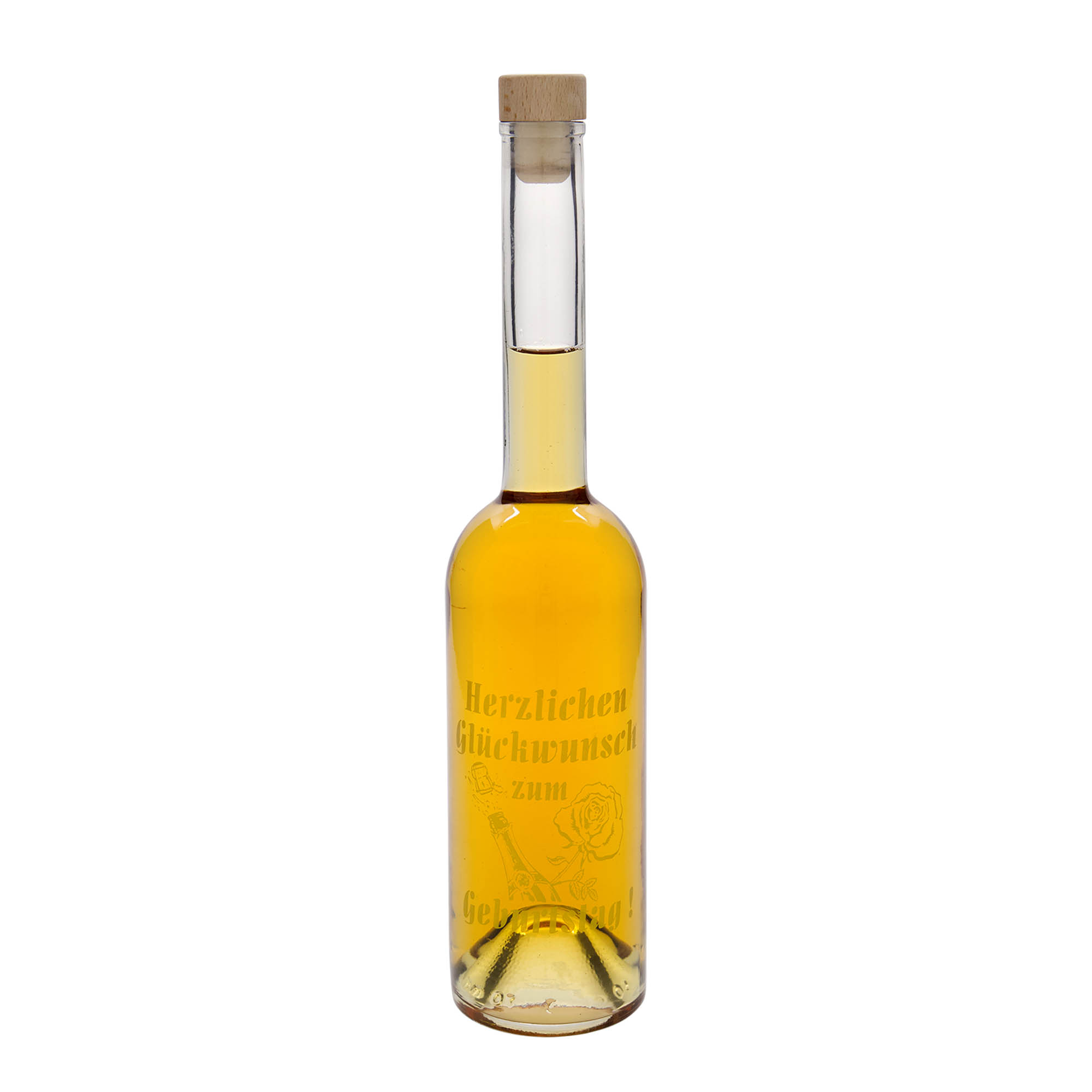 500 ml glass bottle 'Opera', print: Apple, closure: cork