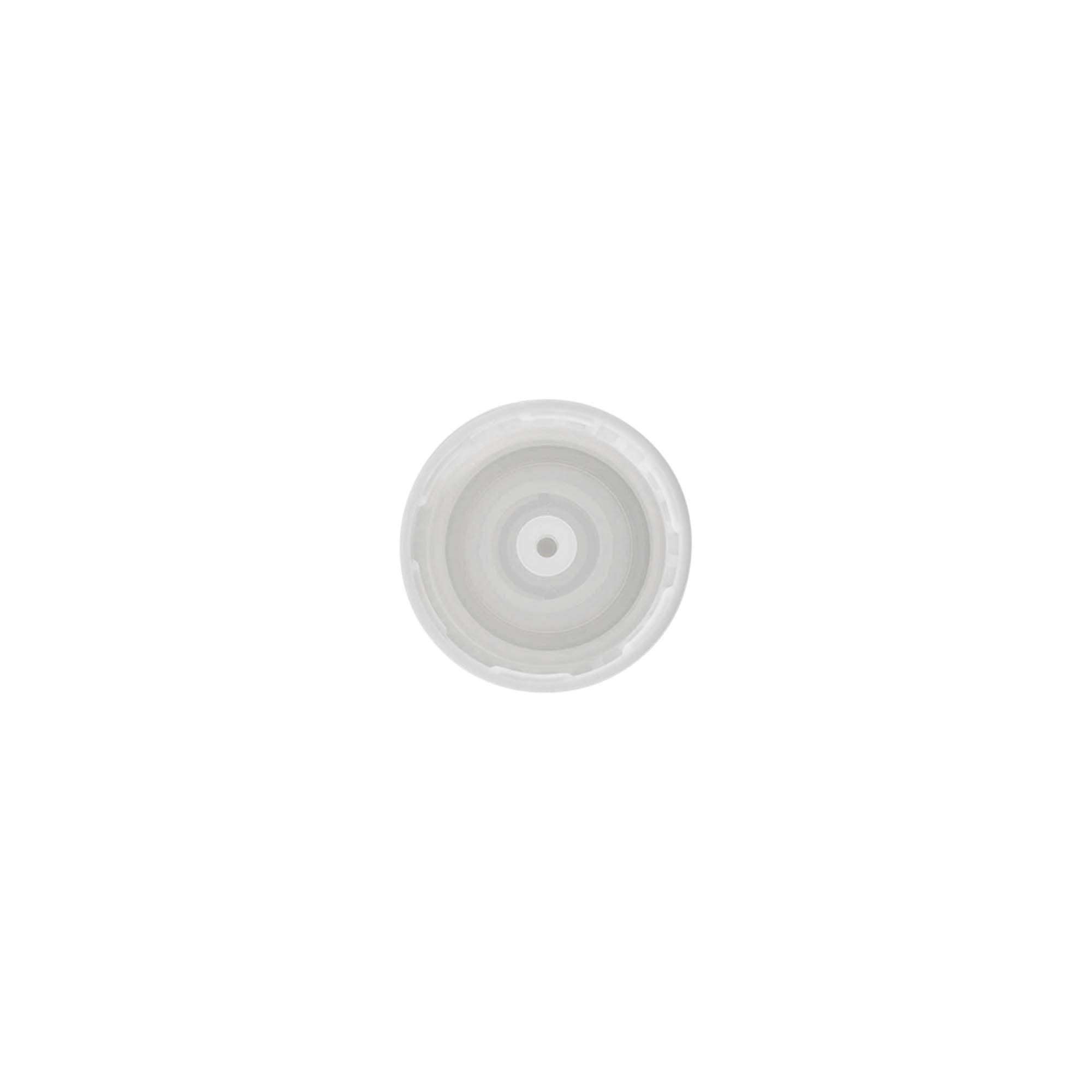 Screw cap with drip insert, PE plastic, white, for opening: DIN 18