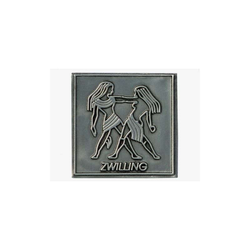 Tin label 'Zwilling', square, metal, silver Tin label 'Zwilling', square, metal, silver