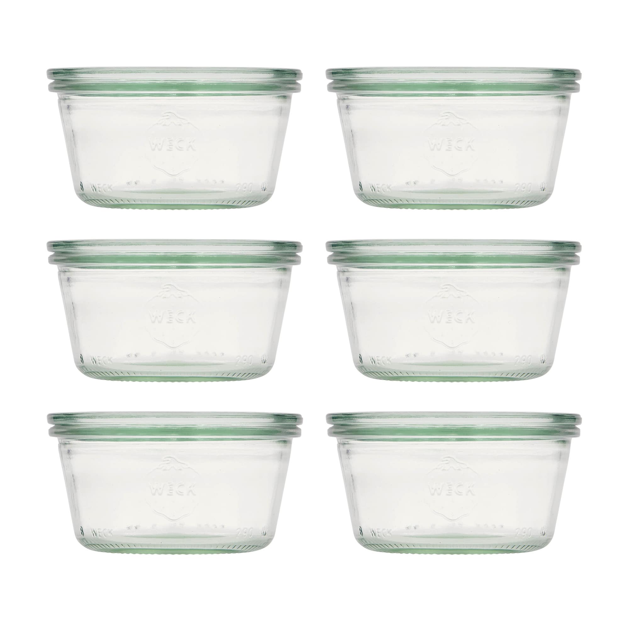 6x 290 ml WECK inverted jar low with glass lid RR 100