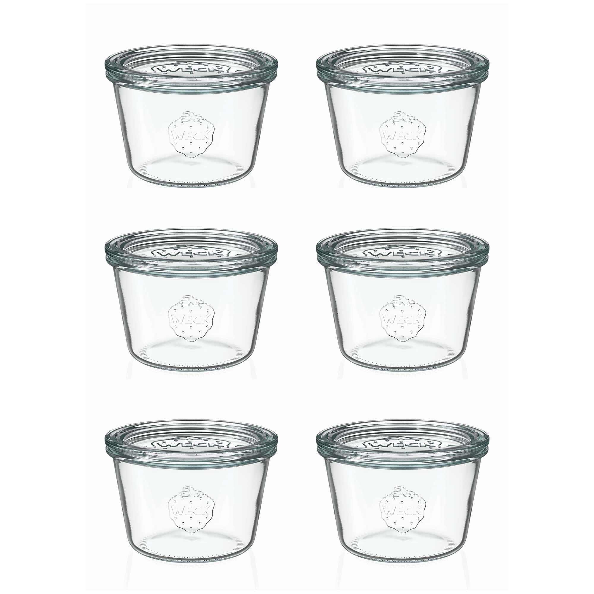 6x 370 ml WECK inverted jar with glass lid RR 100