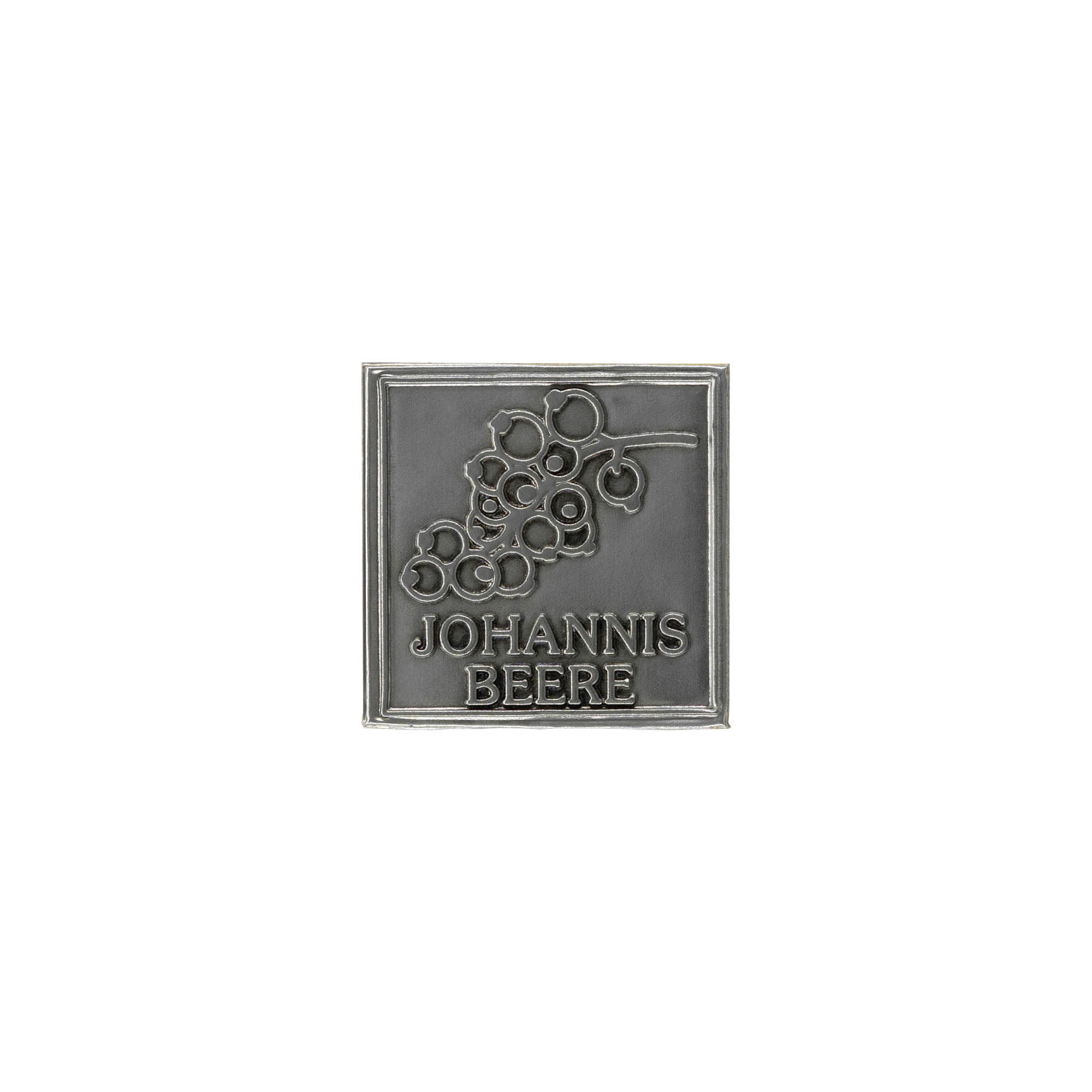 Tin label 'Currant', square, metal, silver