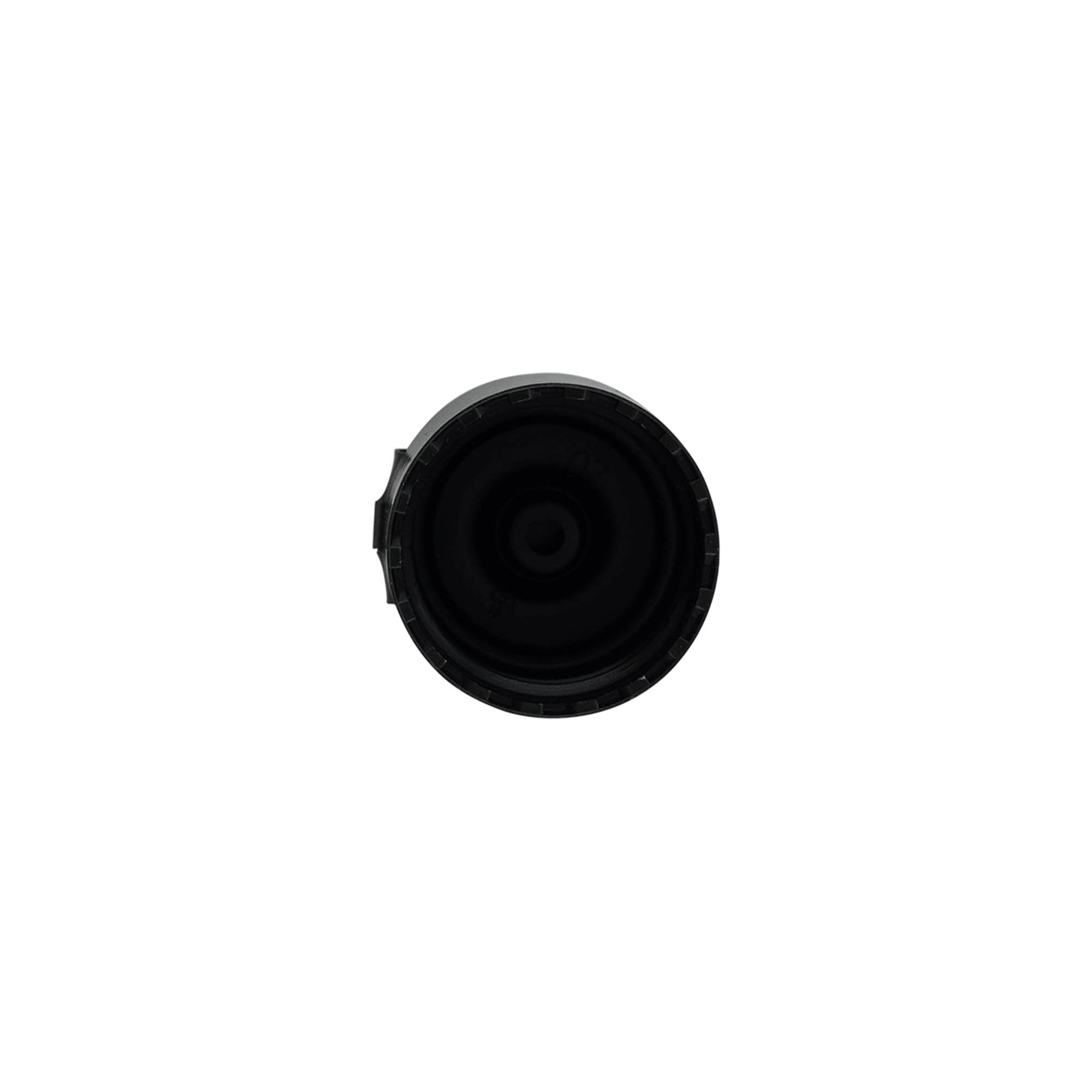 Hinged screw cap, PP plastic, black, for opening: 24/410