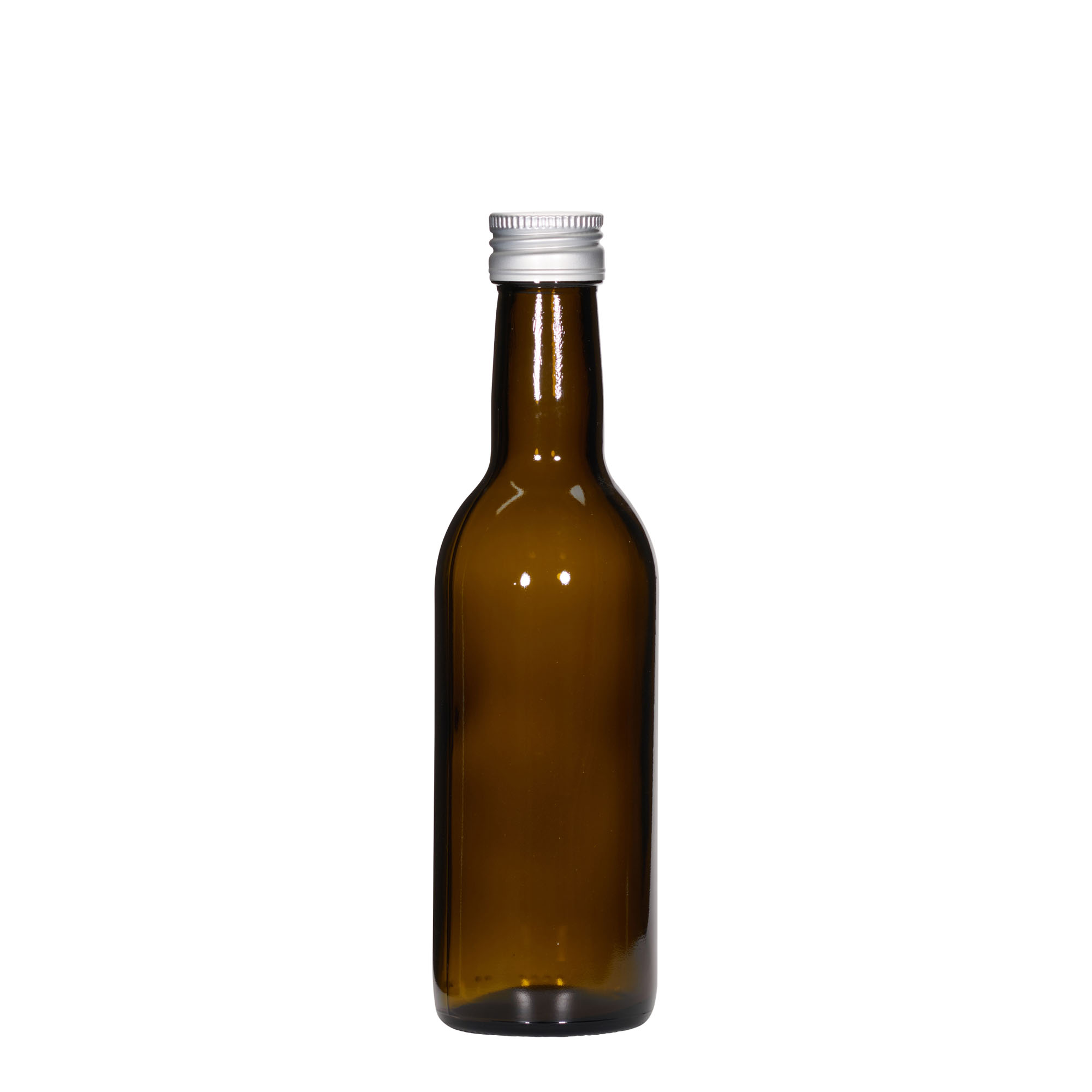 250 ml glass bottle 'Bordeaux', antique green, opening: PP 28