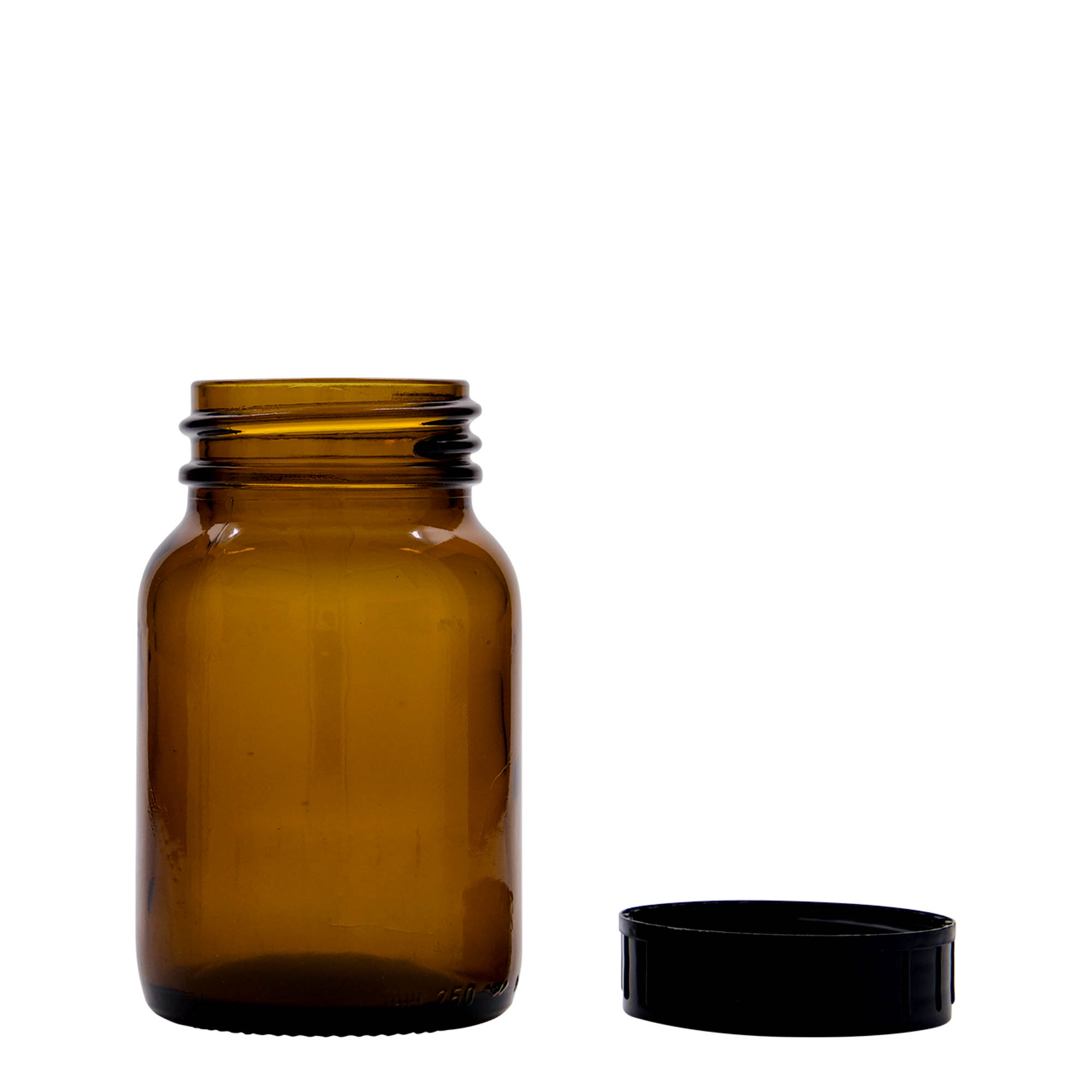 250 ml wide-neck jar, brown, opening: DIN 55 250 ml wide-neck jar, brown, opening: DIN 55
