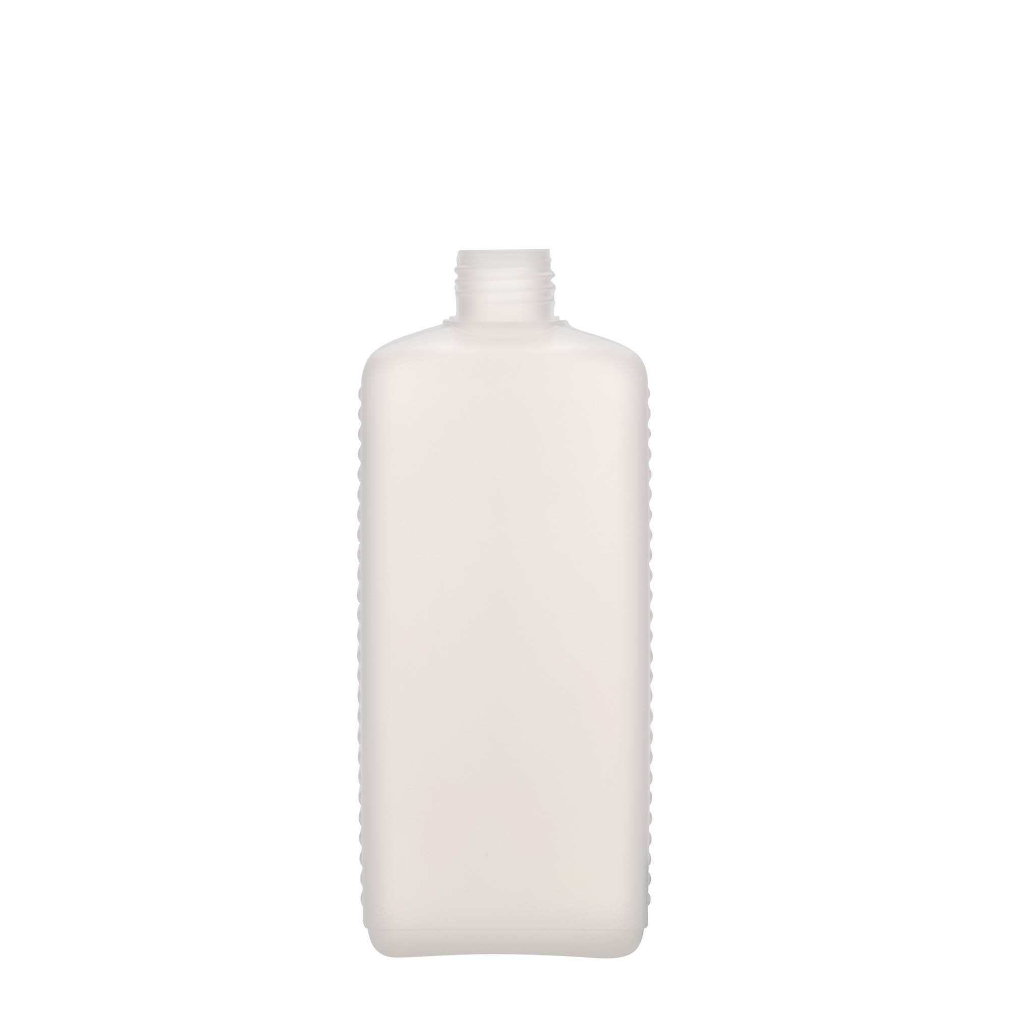 500 ml canister bottle, rectangular, HDPE plastic, natural, closure: DIN 25 EPE 500 ml canister bottle, rectangular, HDPE plastic, natural, closure: DIN 25 EPE