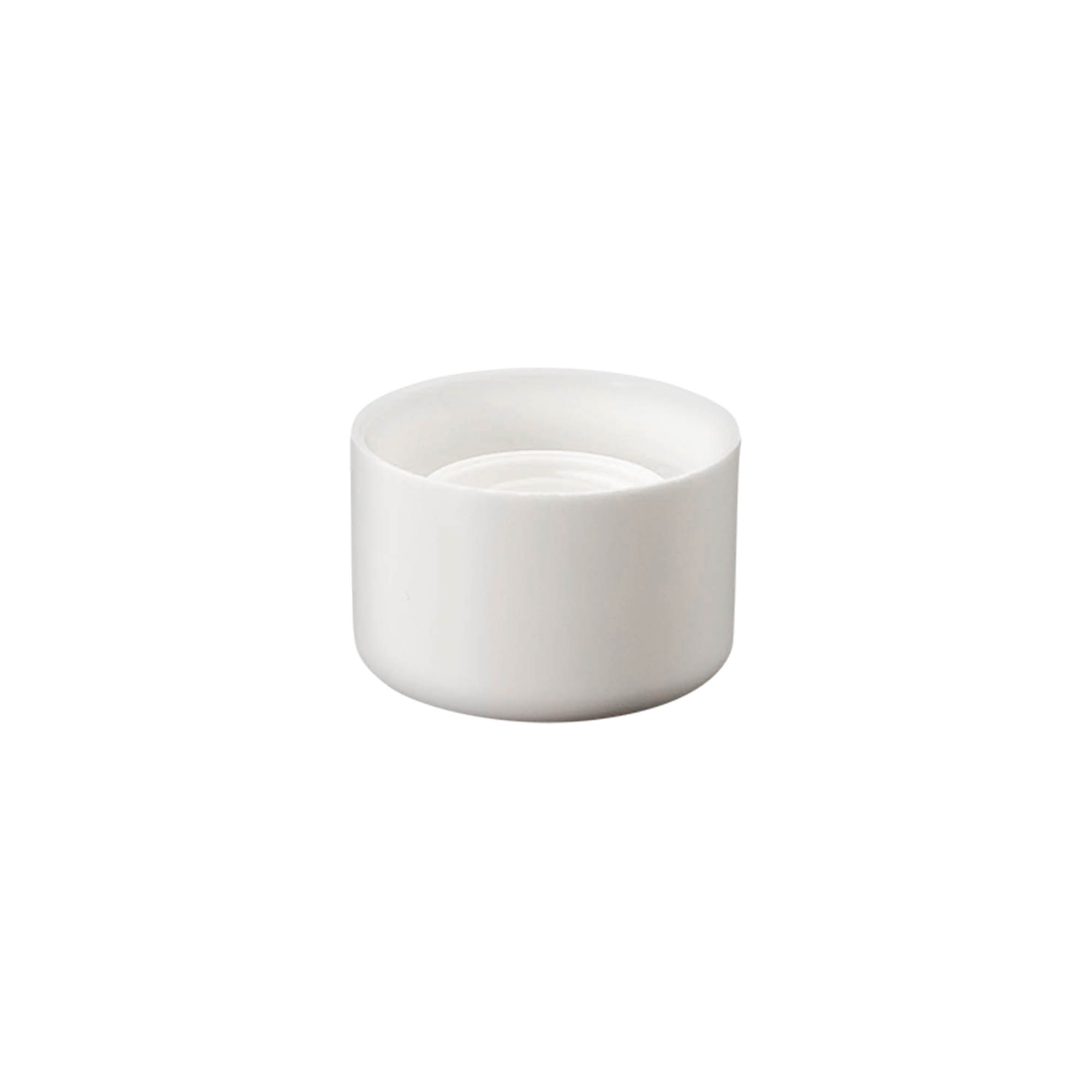 Screw cap round bottle with syringe insert, PE plastic, white, for opening: DIN 18