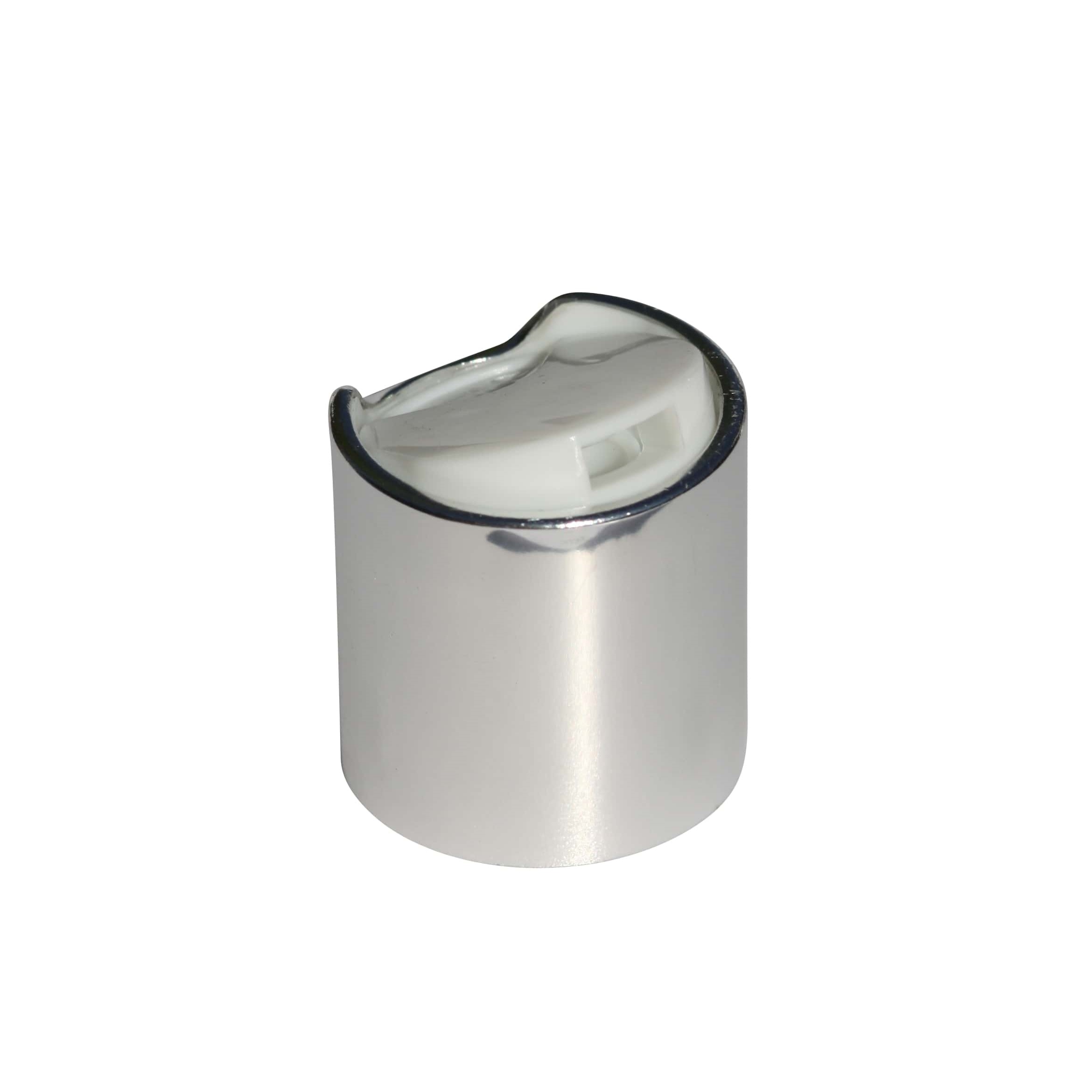 Screw cap with disc top, PP plastic, silver, for opening: 24/410