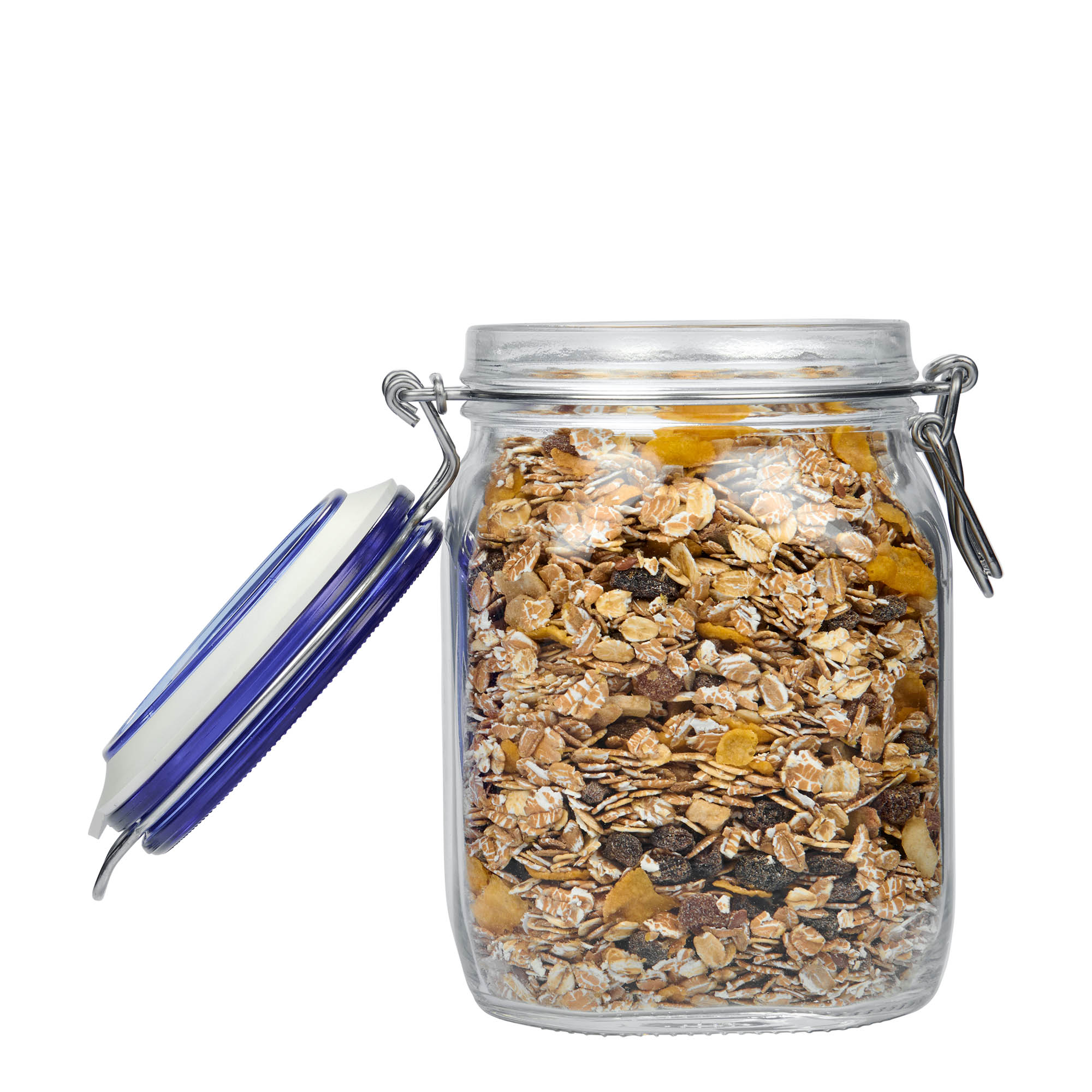 1,000 ml swing-top jar 'Fido' Blue Top, square, opening: swing-top closure