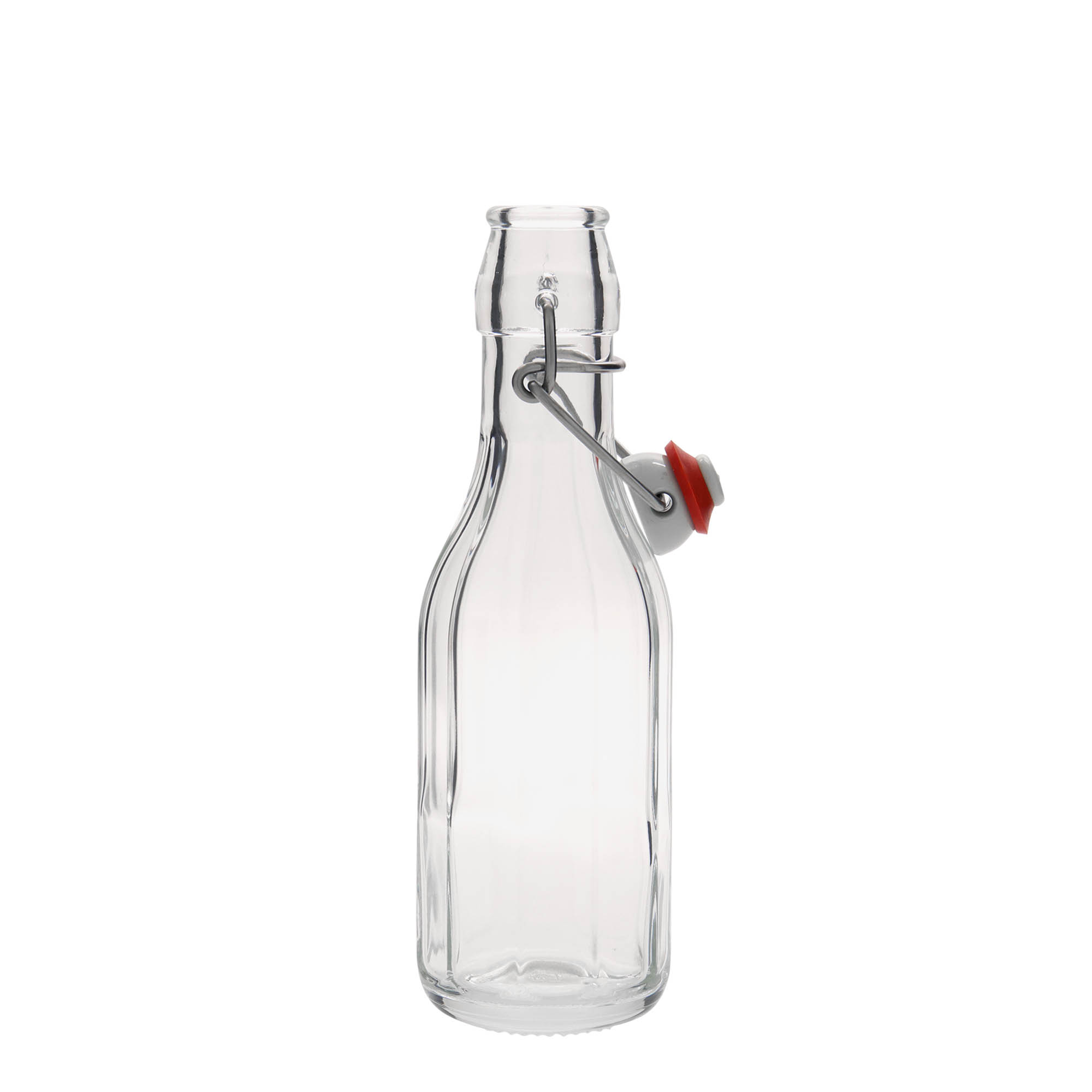 250 ml glass bottle 'Bravo', decagonal, opening: swing top closure