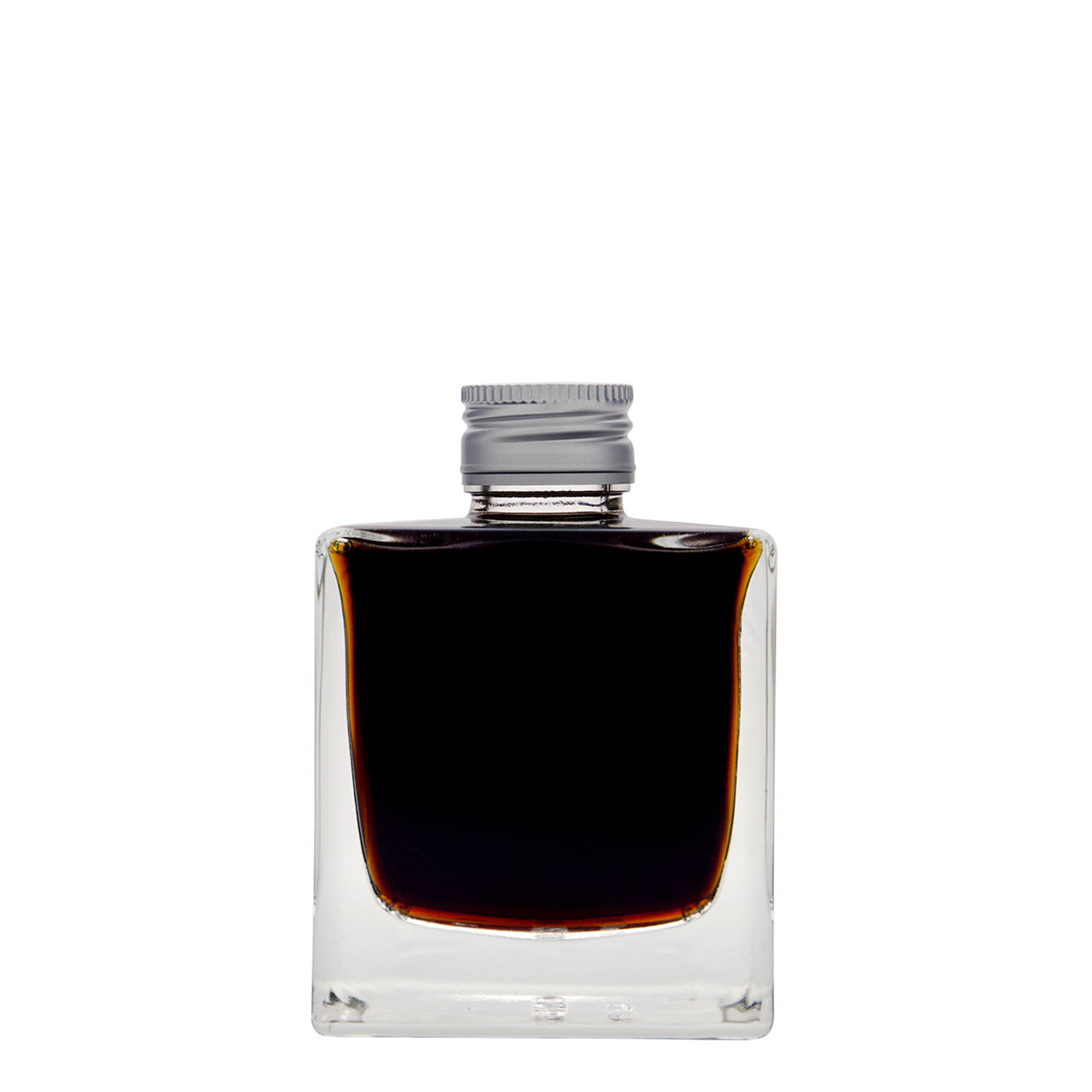 200 ml glass bottle 'Cube', square, opening: PP 28