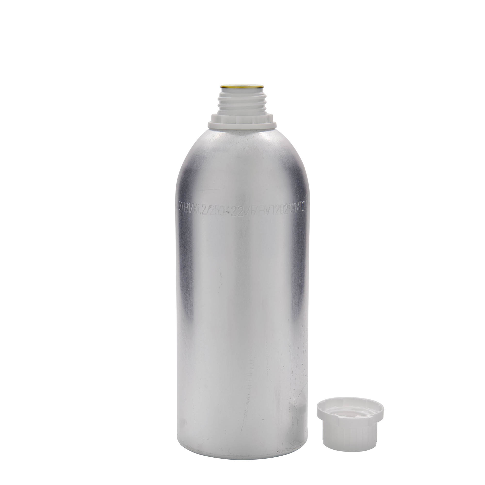 1100 ml aluminium bottle, metal, silver, opening: DIN 32