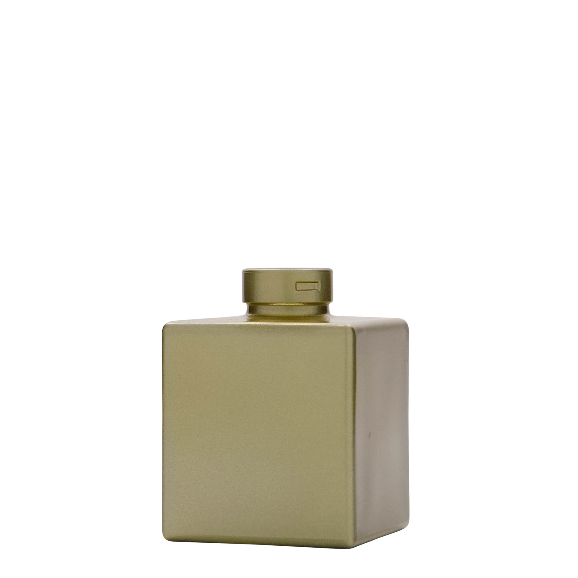 100 ml glass bottle ‘Cube’, square, gold, opening: cork