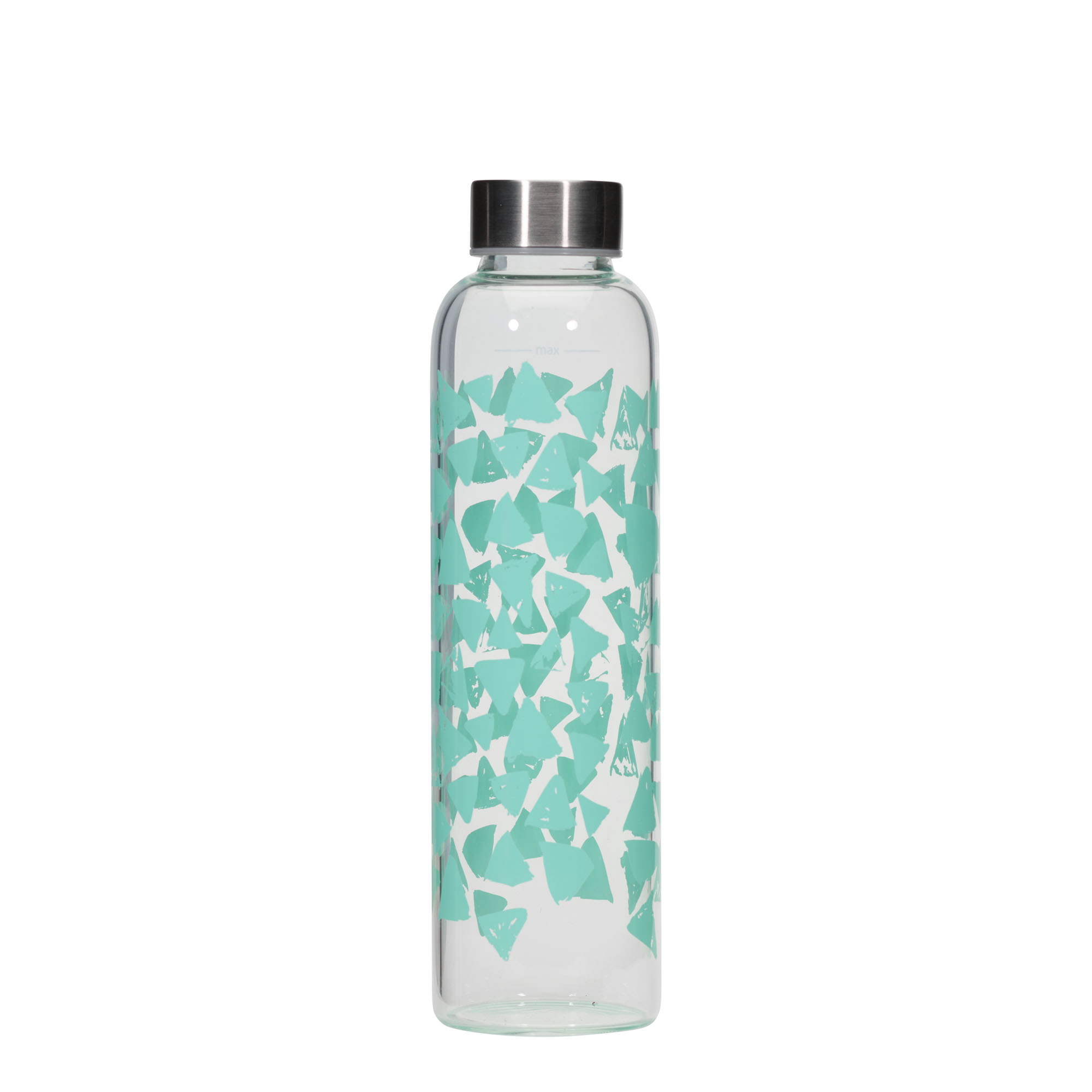 500 ml water bottle 'Perseus', print: turquoise triangles, closure: screw cap