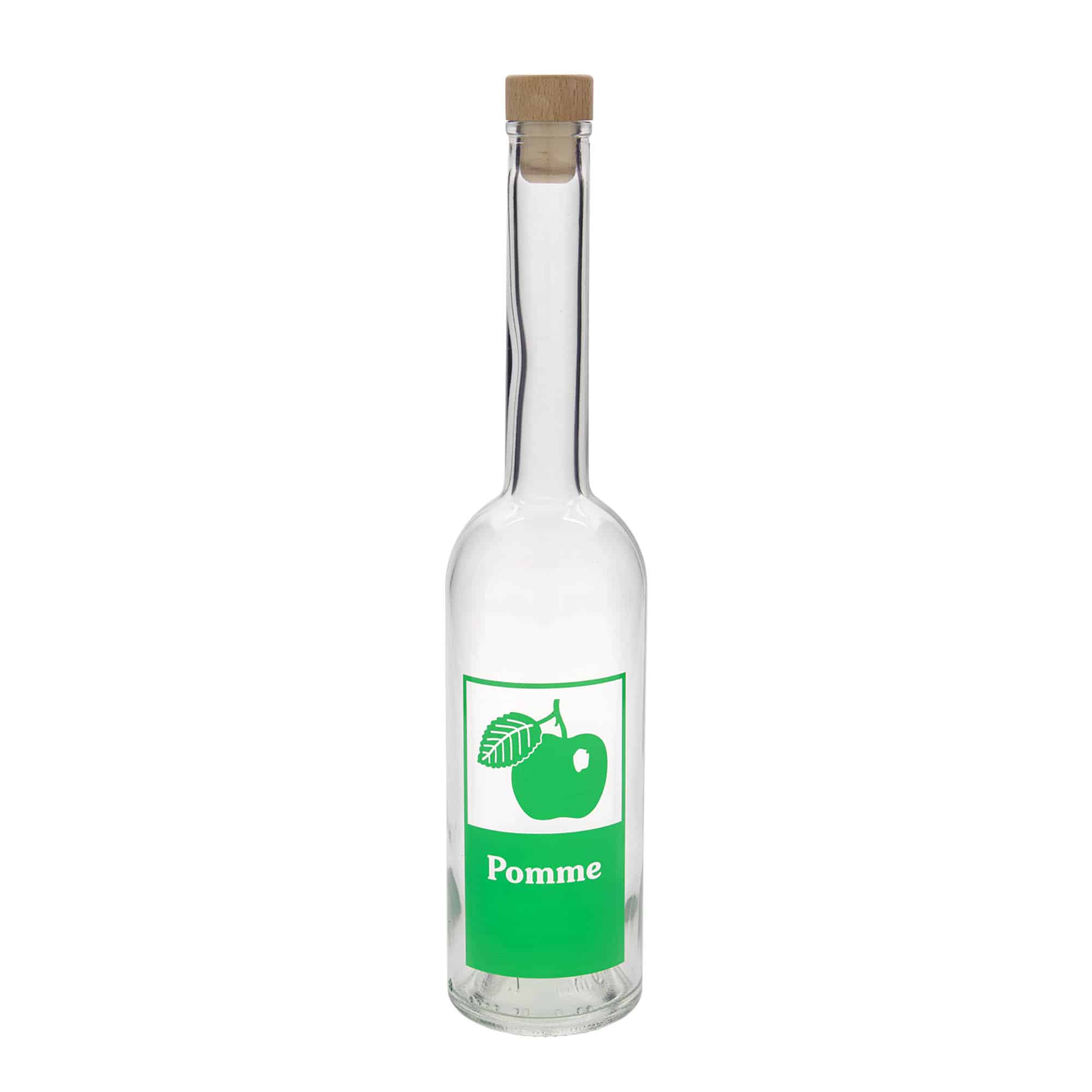 500 ml glass bottle ‘Opera’, design: apple, opening: cork