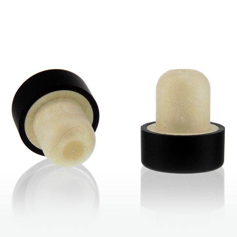 19 mm mushroom cork, plastic, black, for opening: cork