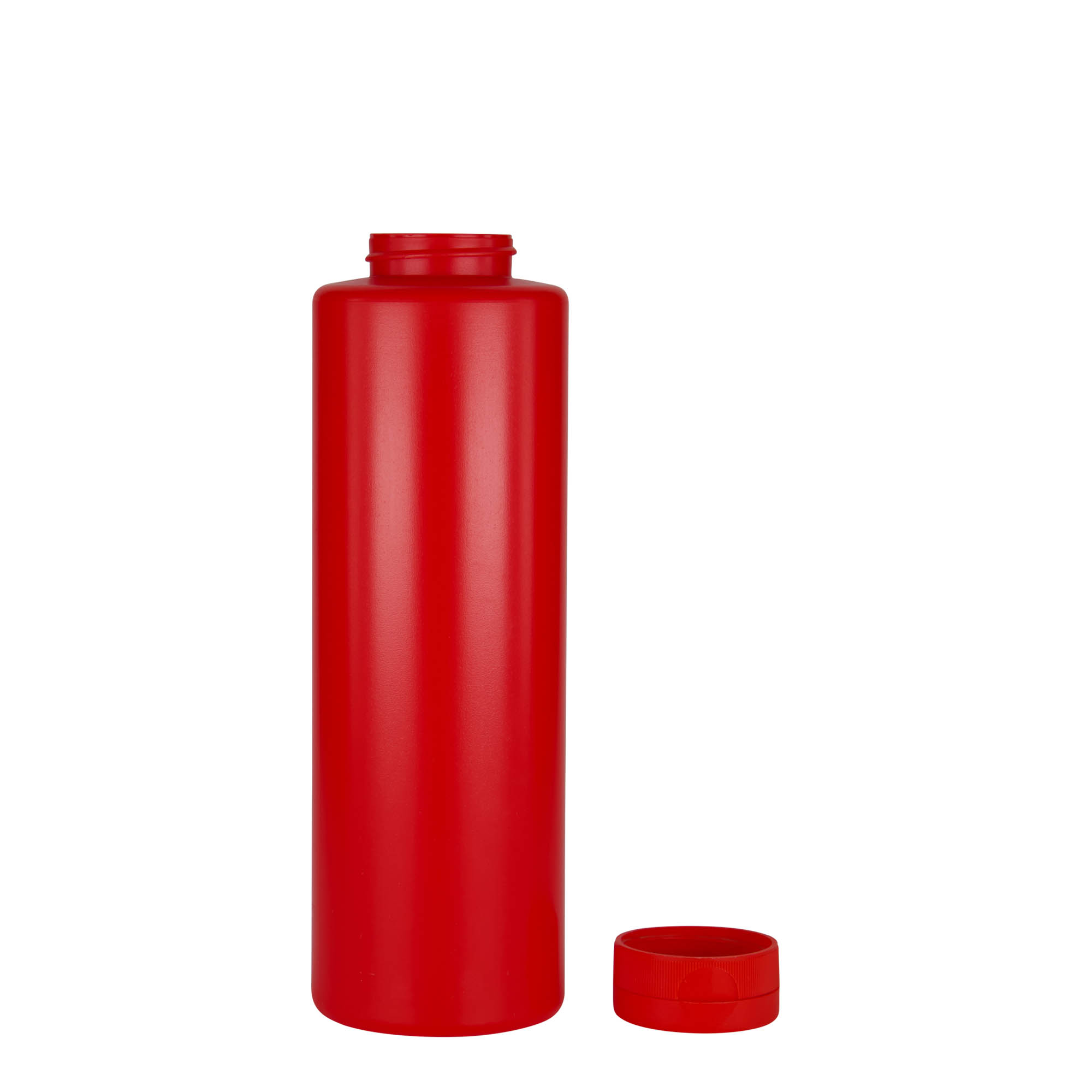 500 ml condiment bottle, LDPE plastic, red, closure: 38/400