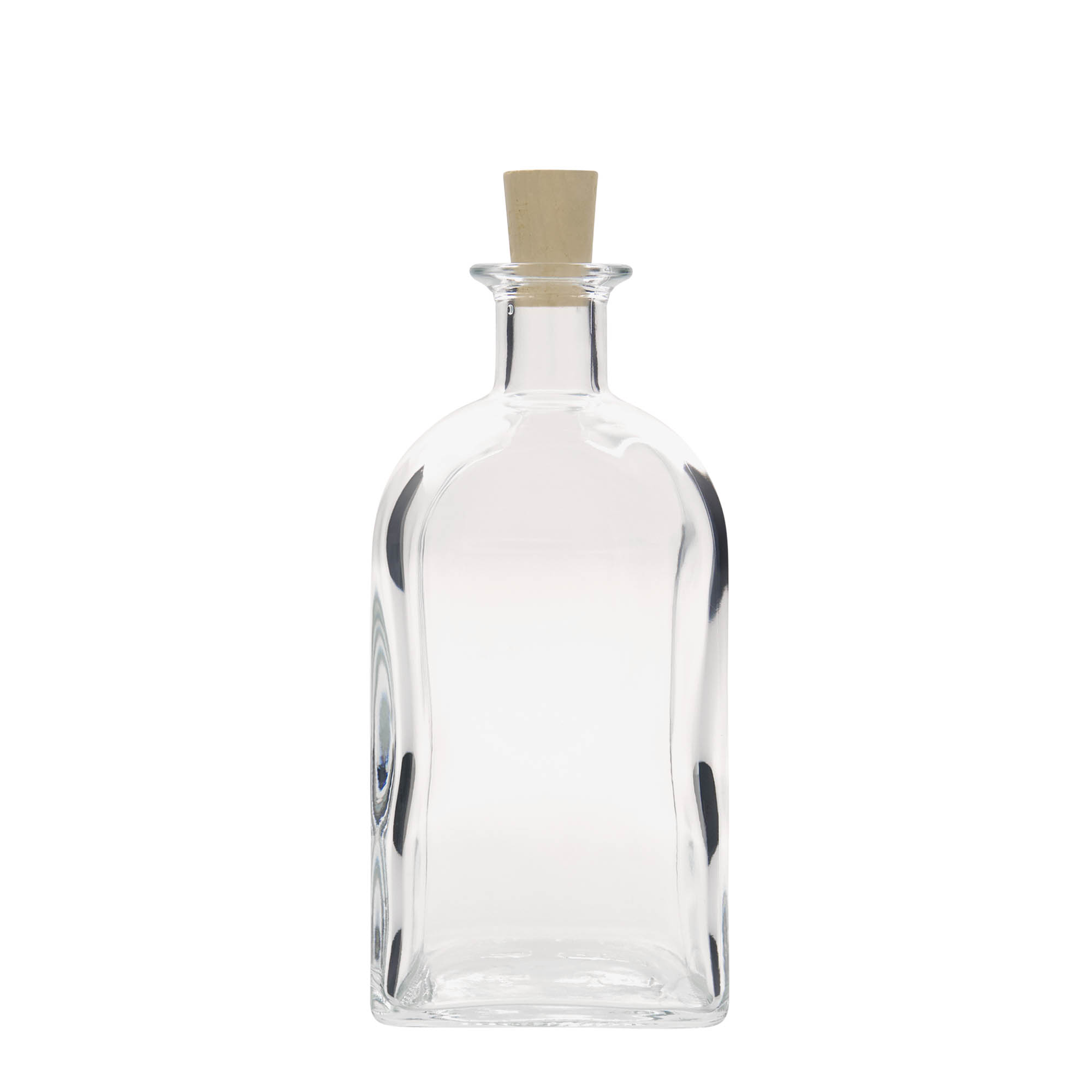700 ml glass bottle Apothecary Carré, square, opening: cork
