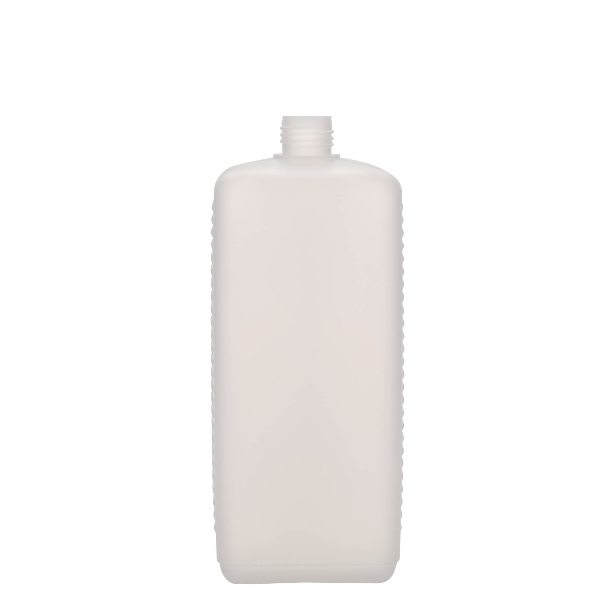 1,000 ml canister bottle, rectangular, HDPE plastic, natural, opening: DIN 25 EPE 1,000 ml canister bottle, rectangular, HDPE plastic, natural, opening: DIN 25 EPE