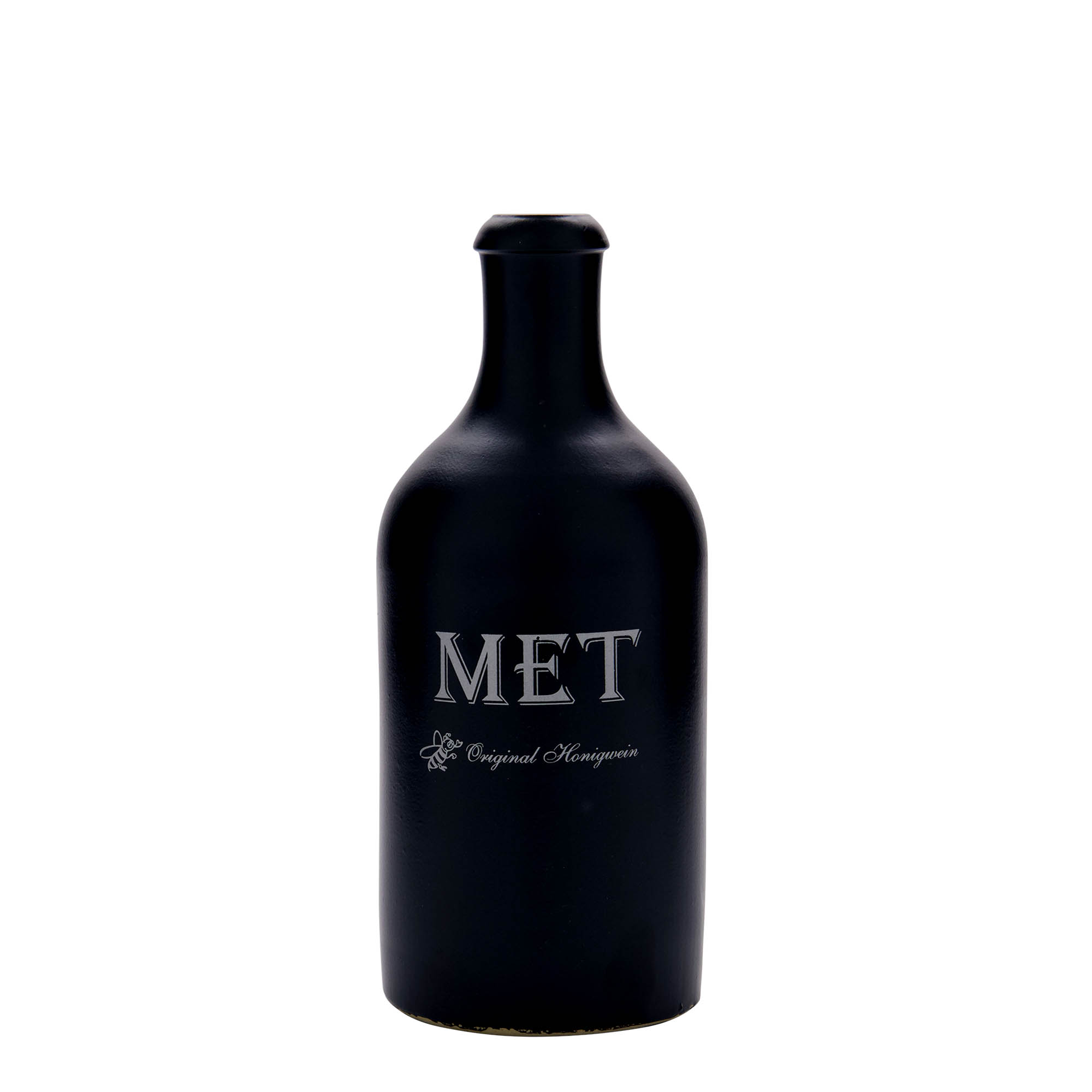500 ml clay jug, motif: mead, stoneware, black, opening: cork 500 ml clay jug, motif: mead, stoneware, black, opening: cork