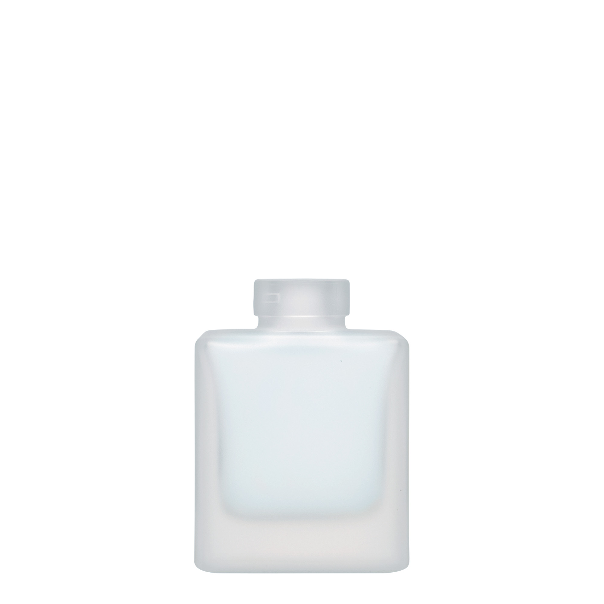 100 ml glass bottle 'Cube', square, frosted, opening: cork