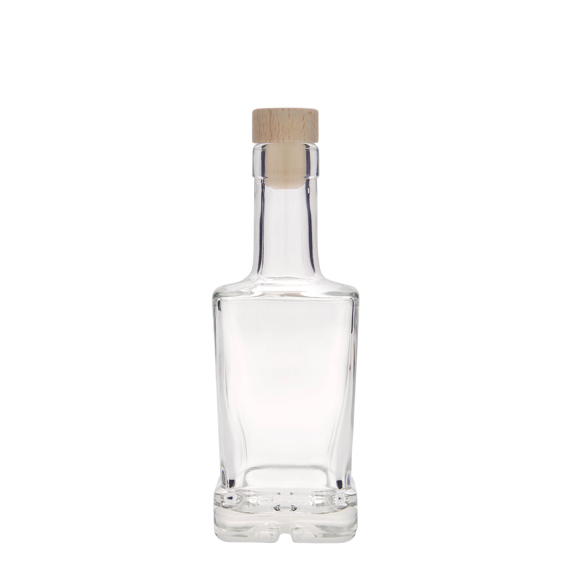 250 ml glass bottle ‘Rene’, square, opening: cork