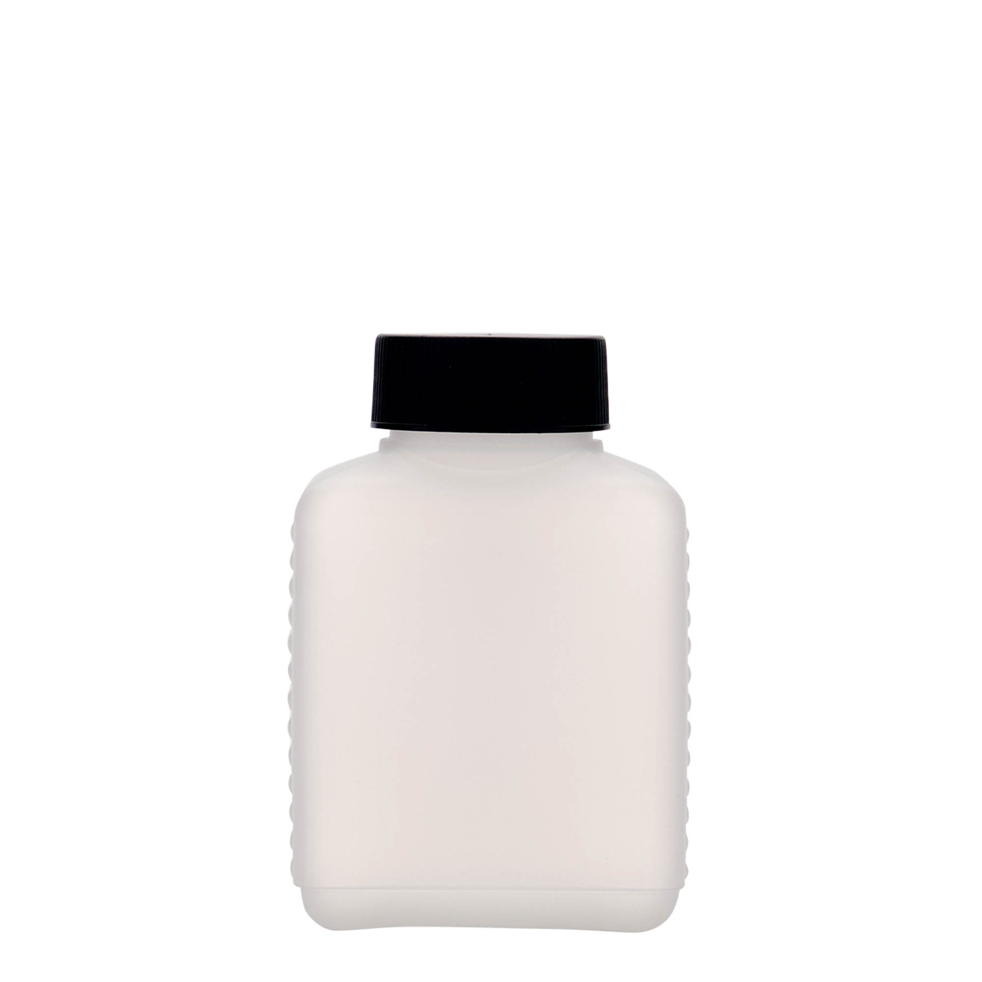 250 ml wide-neck bottle, rectangular, HDPE plastic, natural, opening: DIN 40 EPE