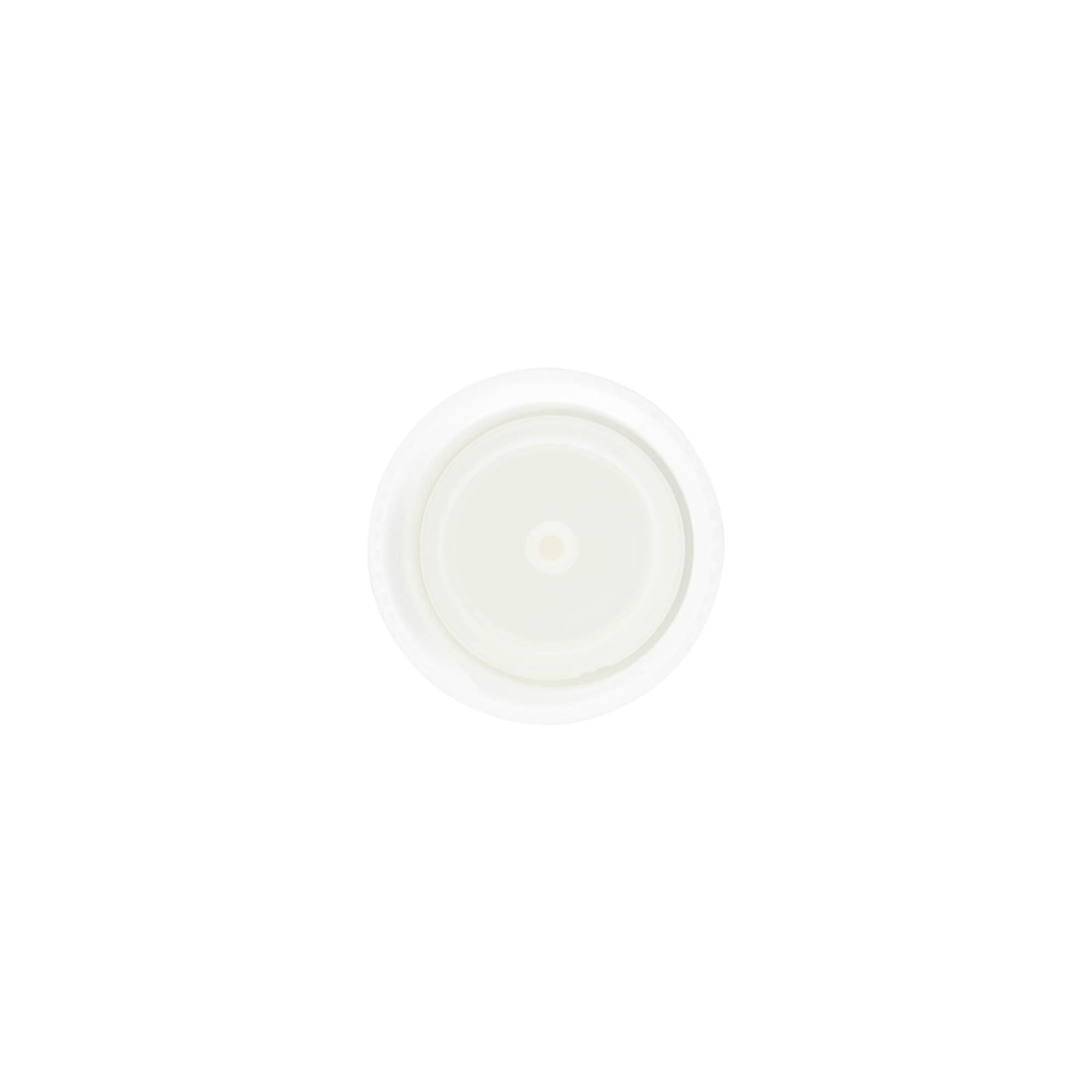 Screw cap with syringe insert, PP plastic, white, for opening: 24/410