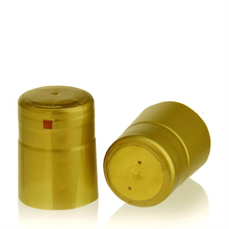 Shrink capsule 32x41, PVC plastic, gold Shrink capsule 32x41, PVC plastic, gold