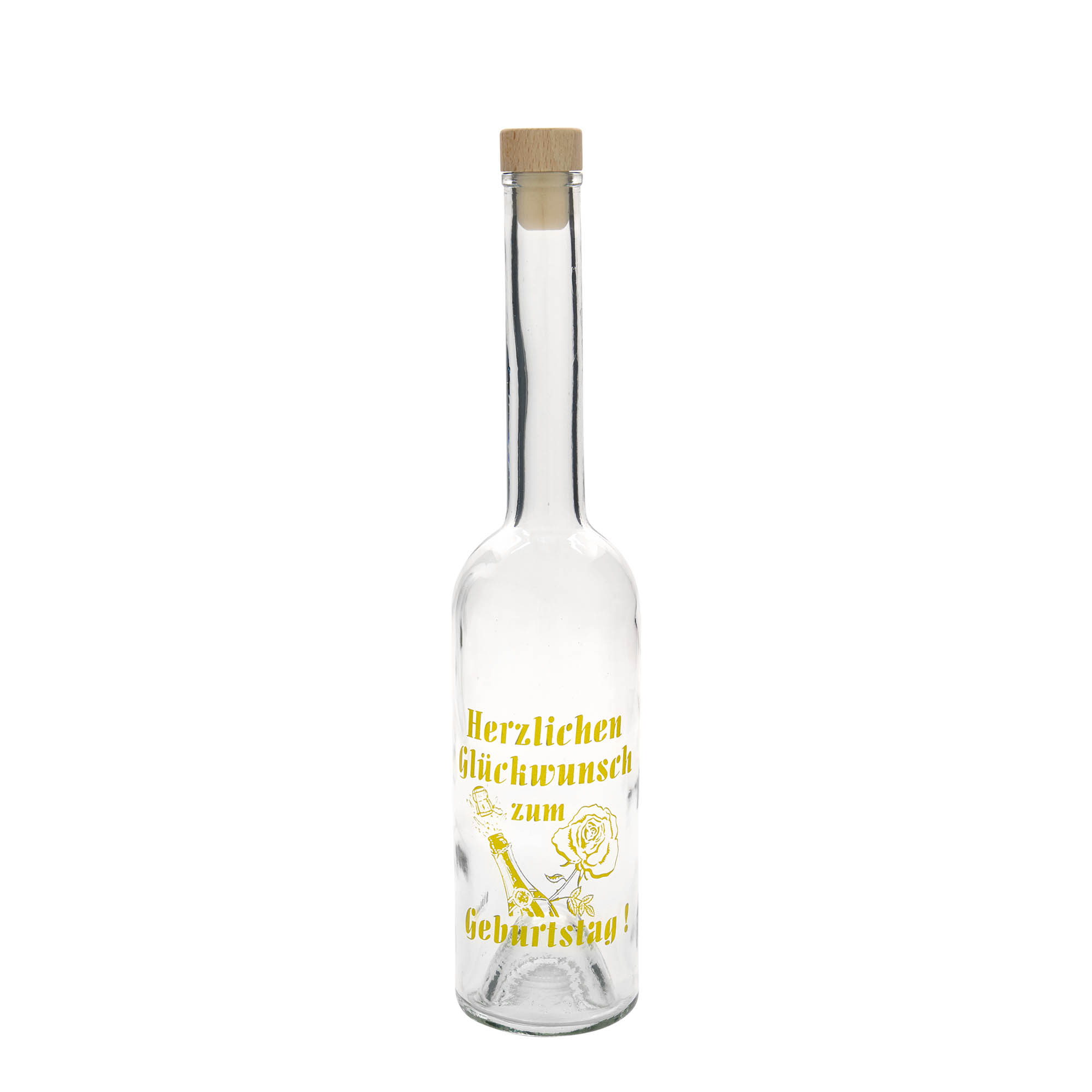 500 ml glass bottle Maximo printed 'Carnival', opening: cork