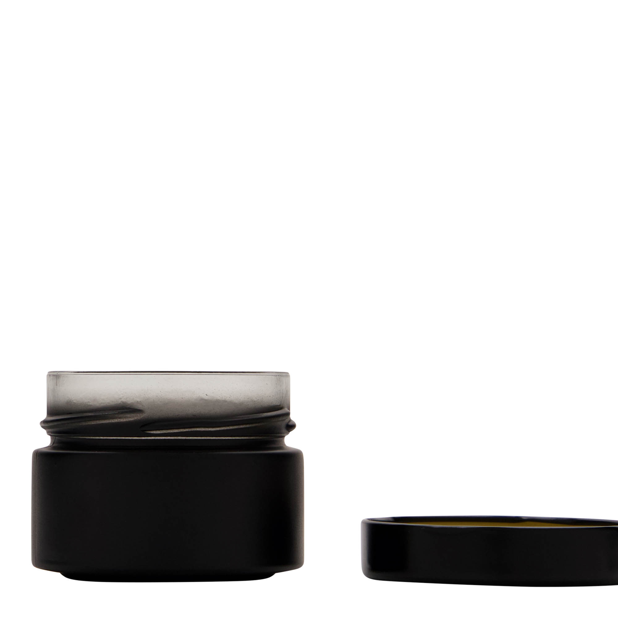 130 ml round glass 'Aurora', black, opening: Deep-Twist-Off (DTO 66)