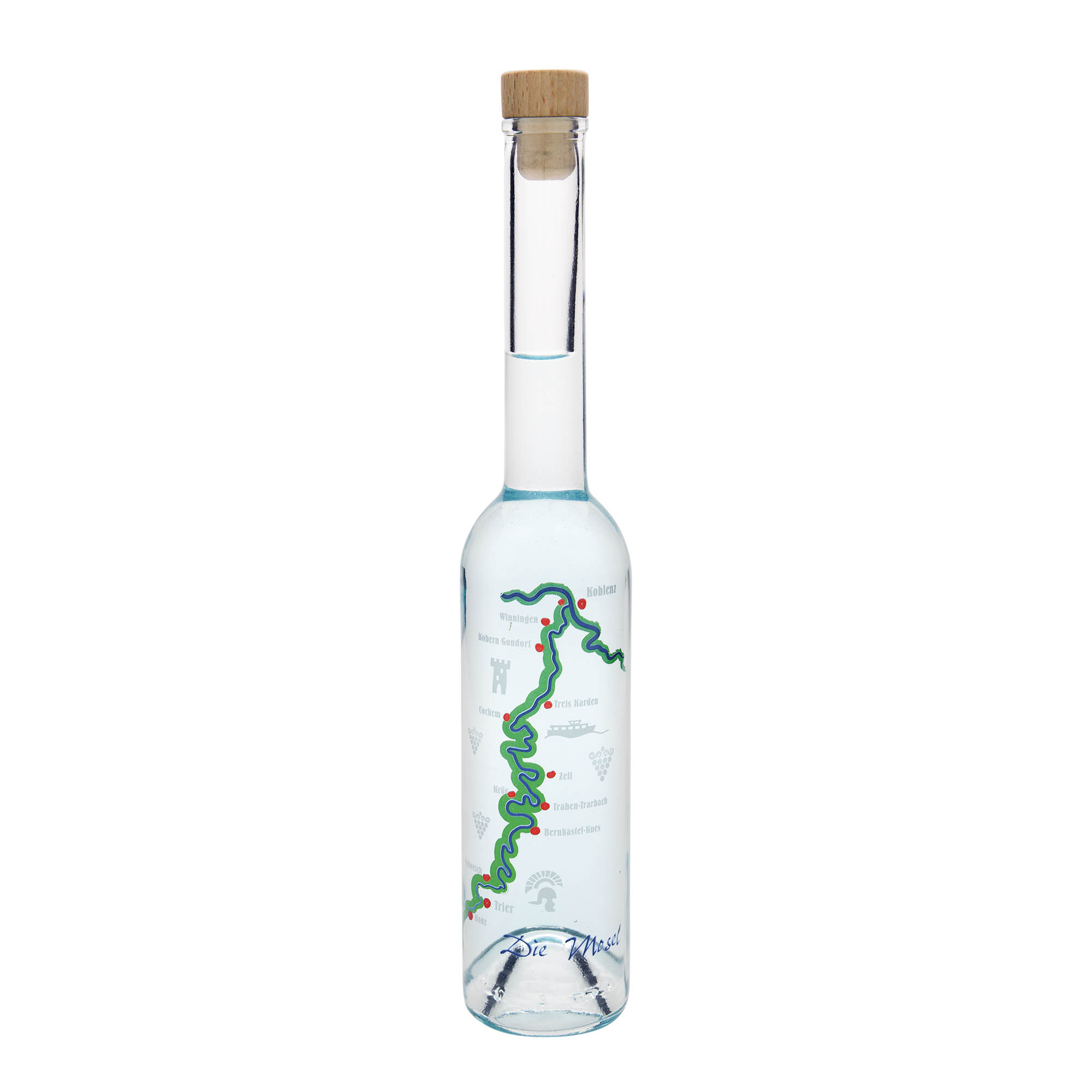 350 ml glass bottle 'Opera', print: Moselle, closure: cork