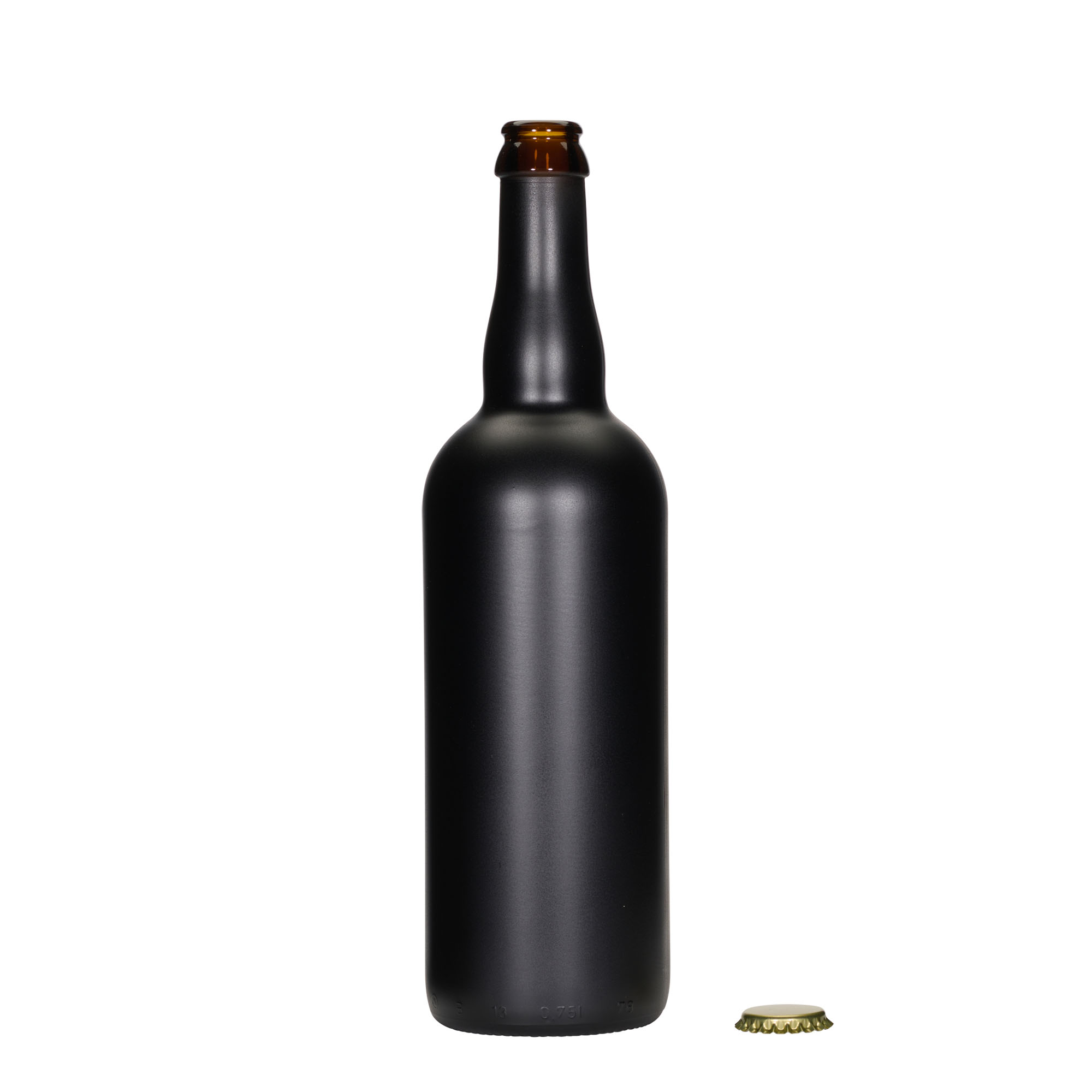 750 ml beer bottle Belgium, glass, black, mouth: crown cap