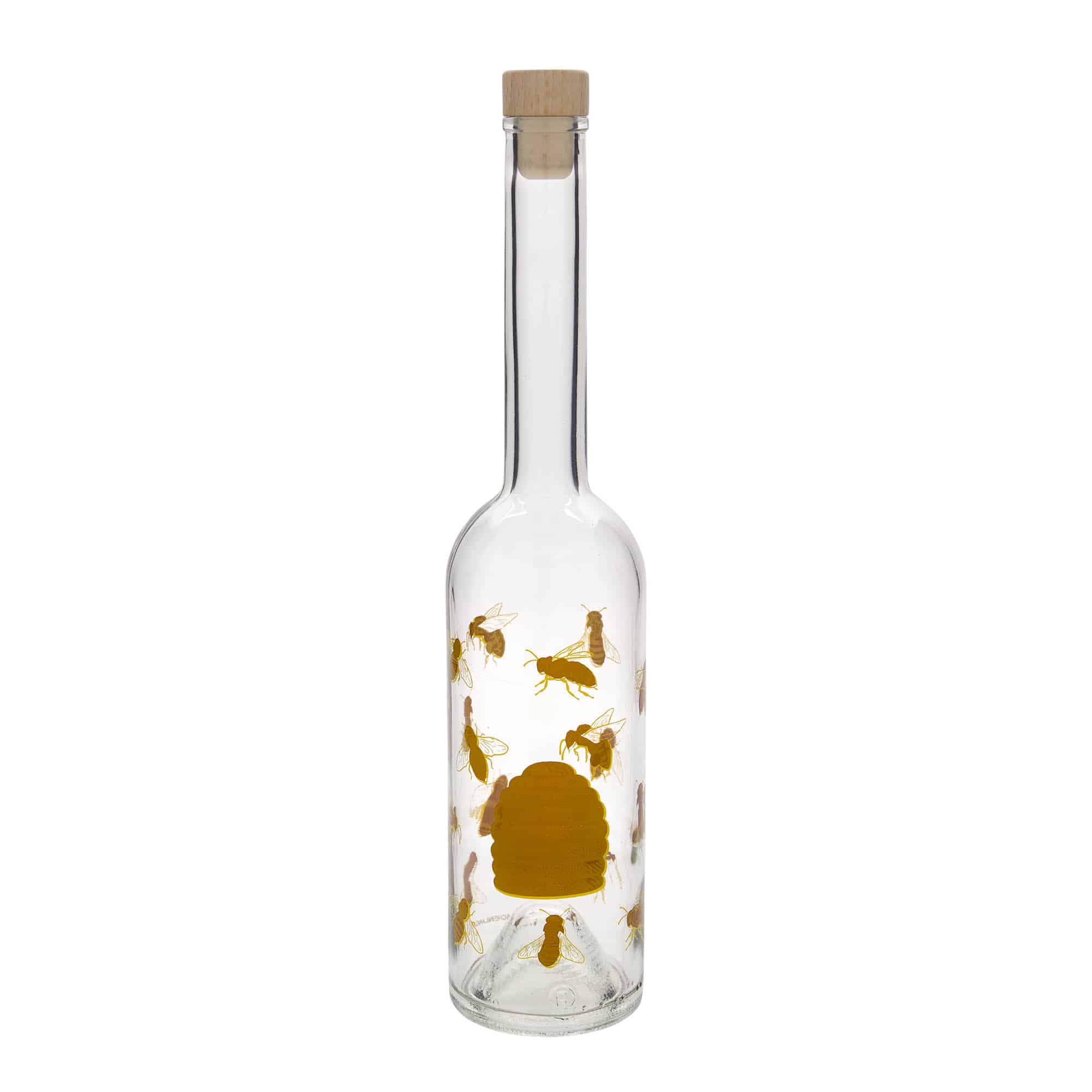 500 ml glass bottle ‘Opera’, motif: bees, opening: cork