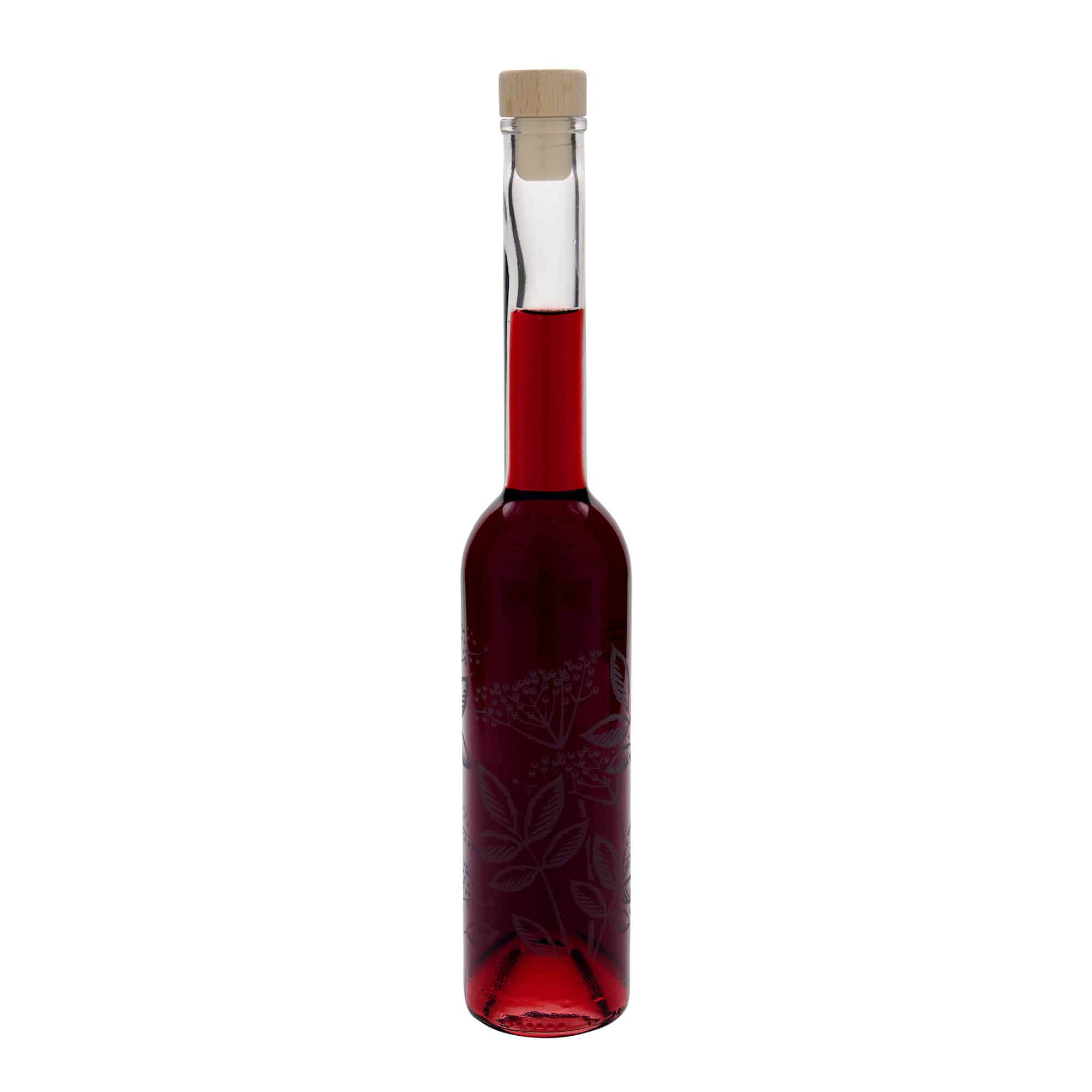 350 ml glass bottle ‘Opera’, design: elderberry, opening: cork