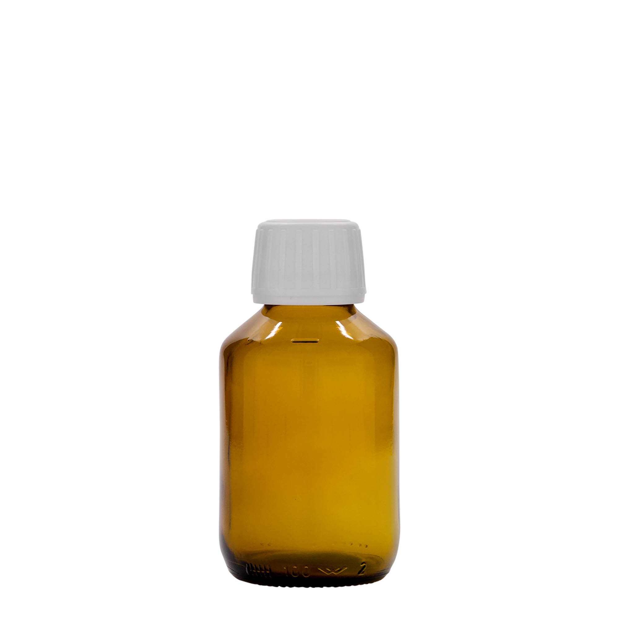100 ml medical bottle, brown, glass, opening: PP 28