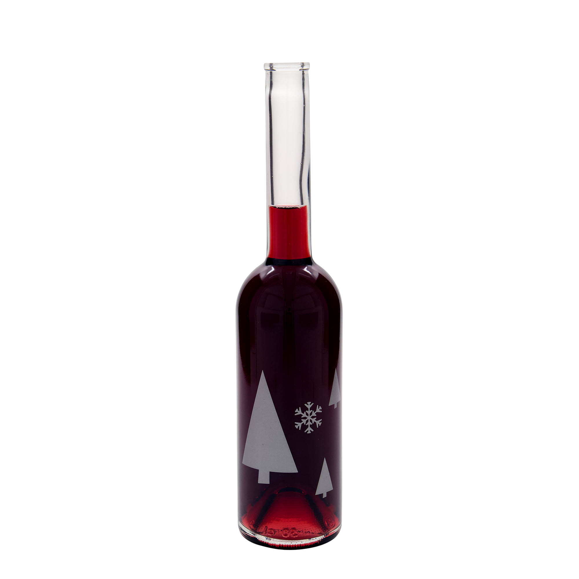 500 ml glass bottle 'Opera', design: snowflakes, opening: cork