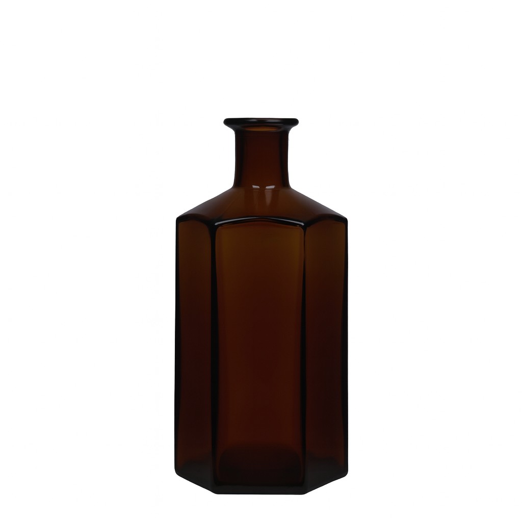 500 ml glass apothecary bottle 'Jimmy', hexagonal, brown, closure: cork