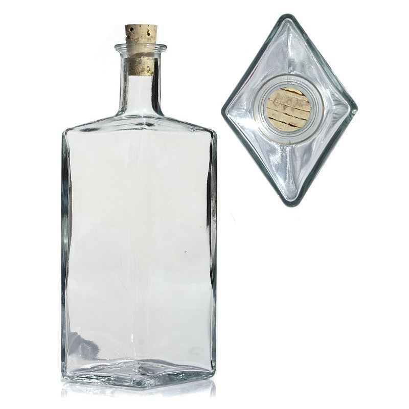 500 ml glass bottle 'Riva', diamond-shaped, opening: cork