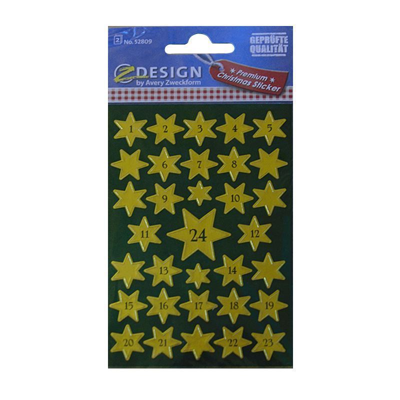 Zweckform stickers 'Advent calendar 1-24', paper, gold Zweckform stickers 'Advent calendar 1-24', paper, gold