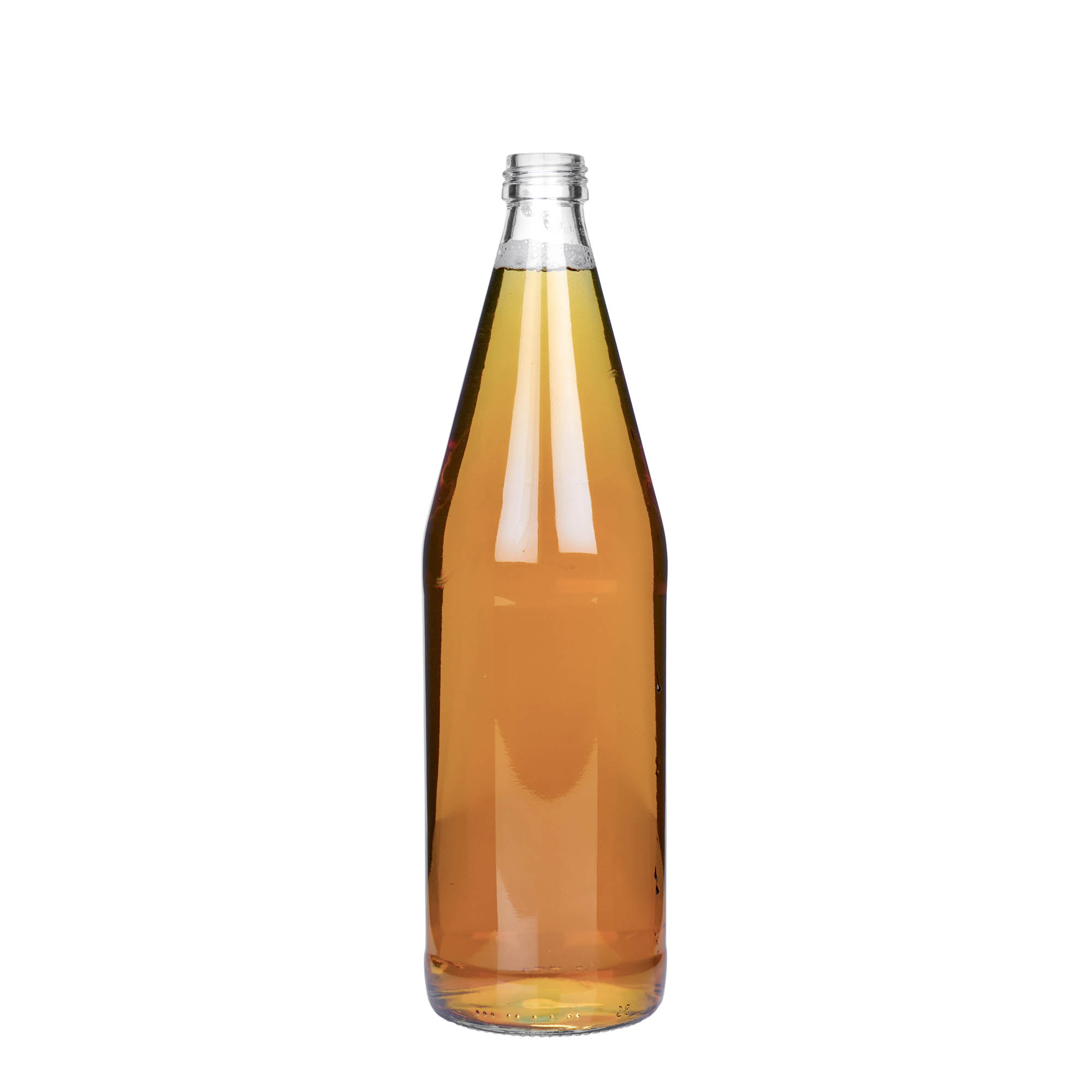750 ml universal bottle carrot shape, glass, opening: PP 28 750 ml universal bottle carrot shape, glass, opening: PP 28