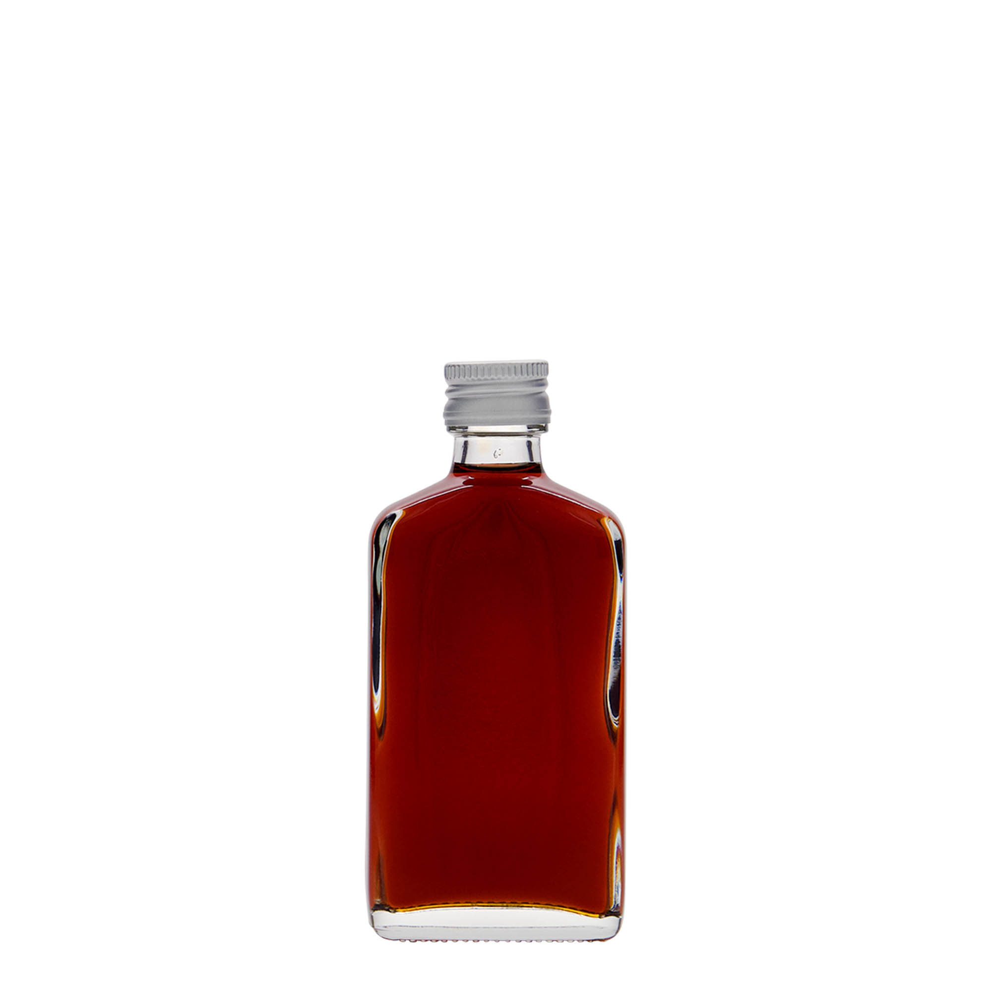 50 ml pocket flask bottle, rectangular, glass, closure: PP 18