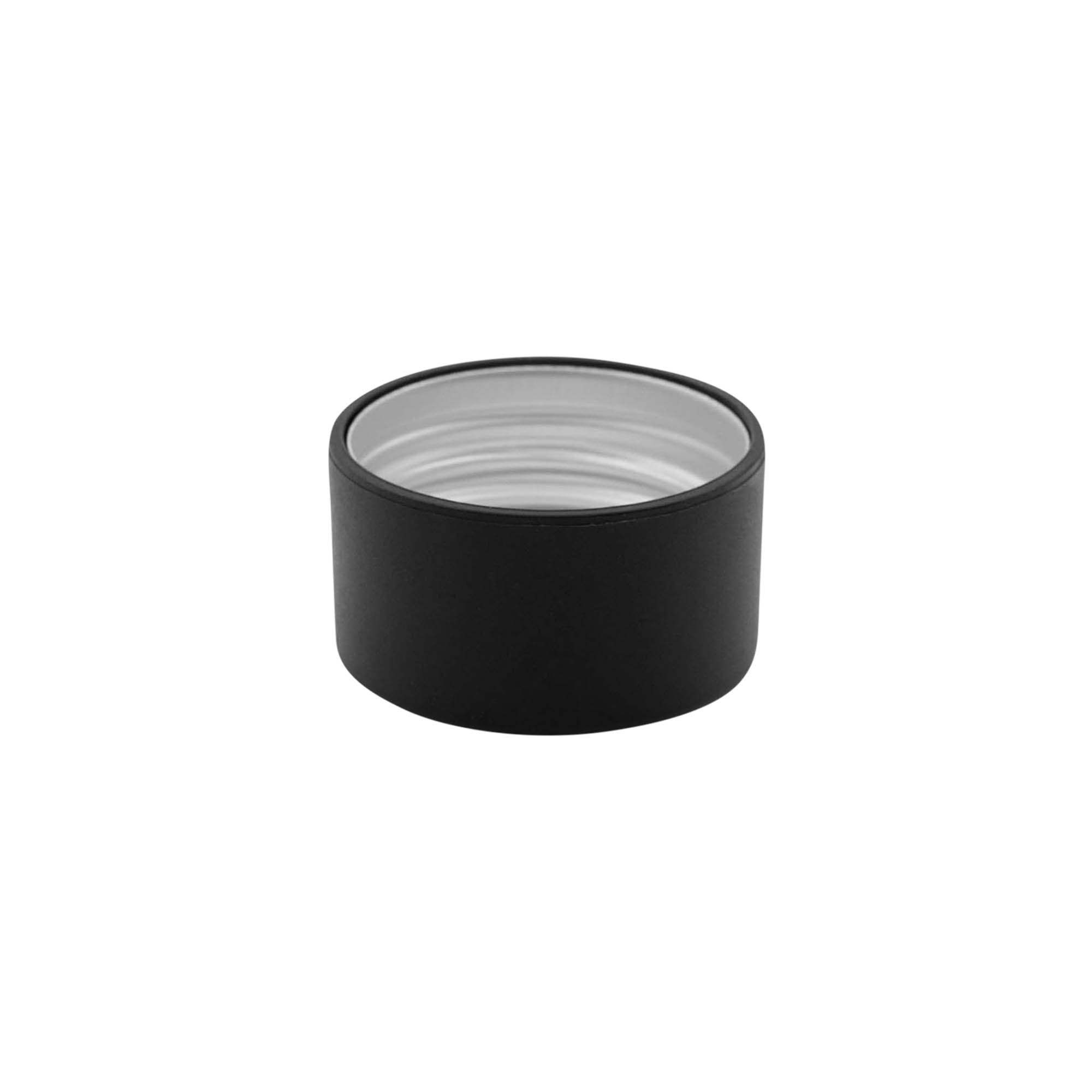 Screw cap, metal-plastic, black, for opening: PP 31.5
