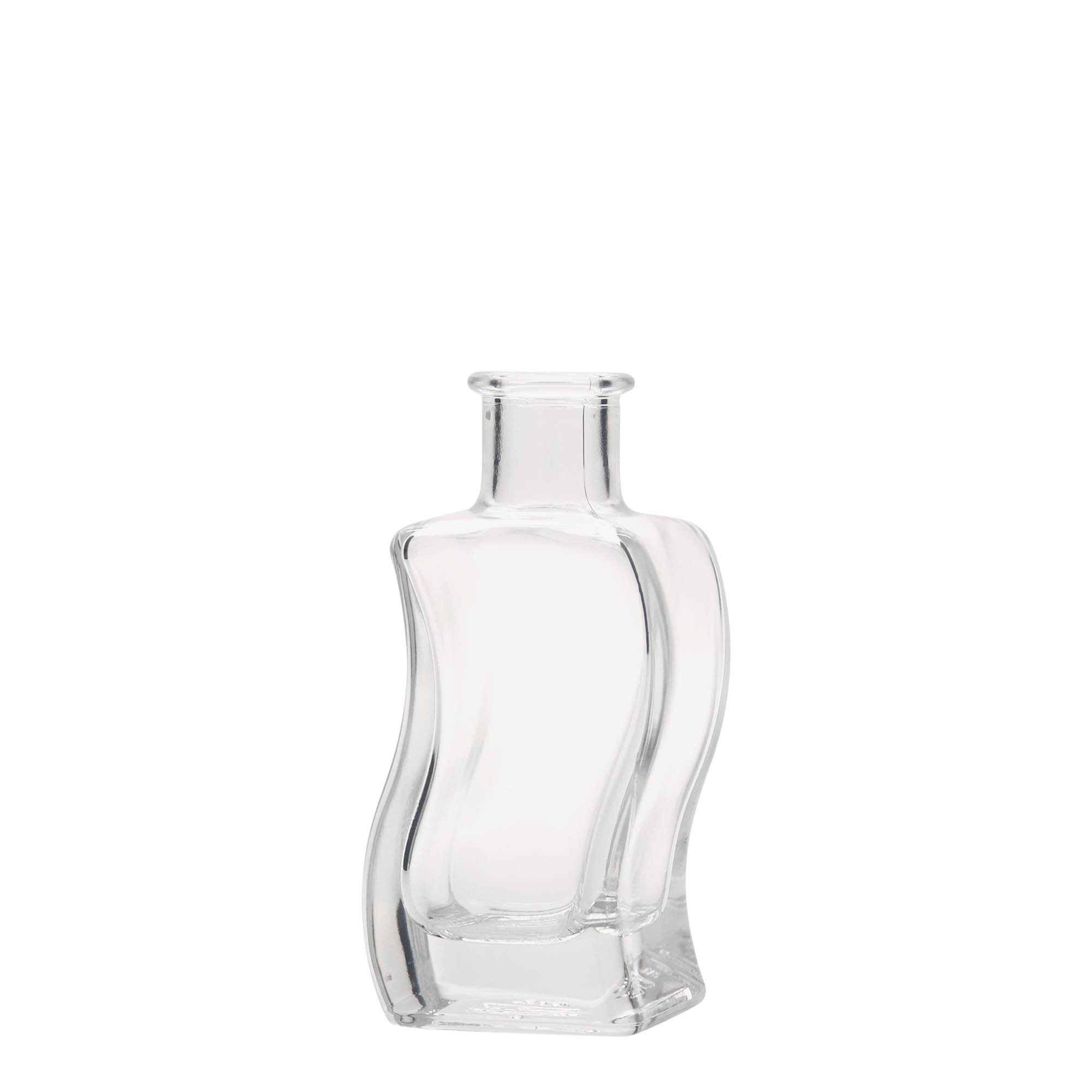 100 ml glass bottle 'Wave', square, opening: cork