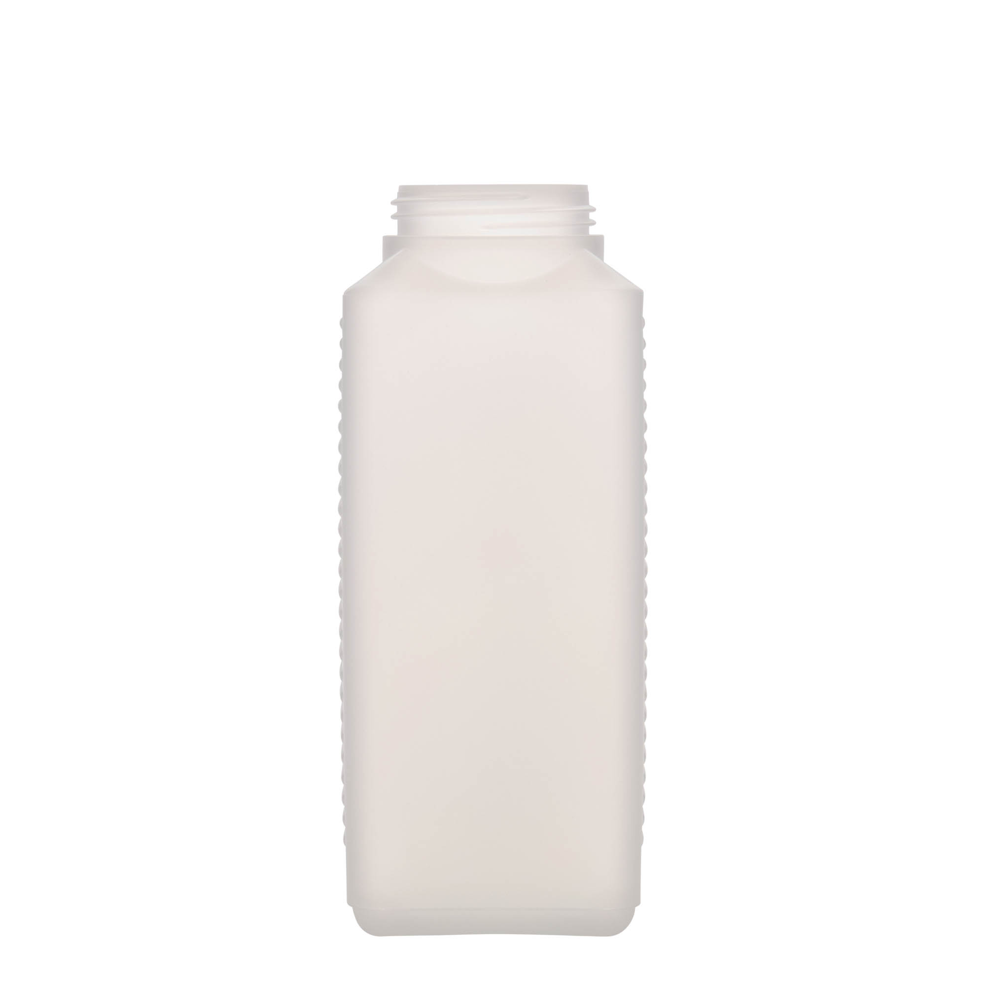 1,000 ml wide neck bottle, rectangular, HDPE plastic, natural, closure: DIN 60 EPE 1,000 ml wide neck bottle, rectangular, HDPE plastic, natural, closure: DIN 60 EPE