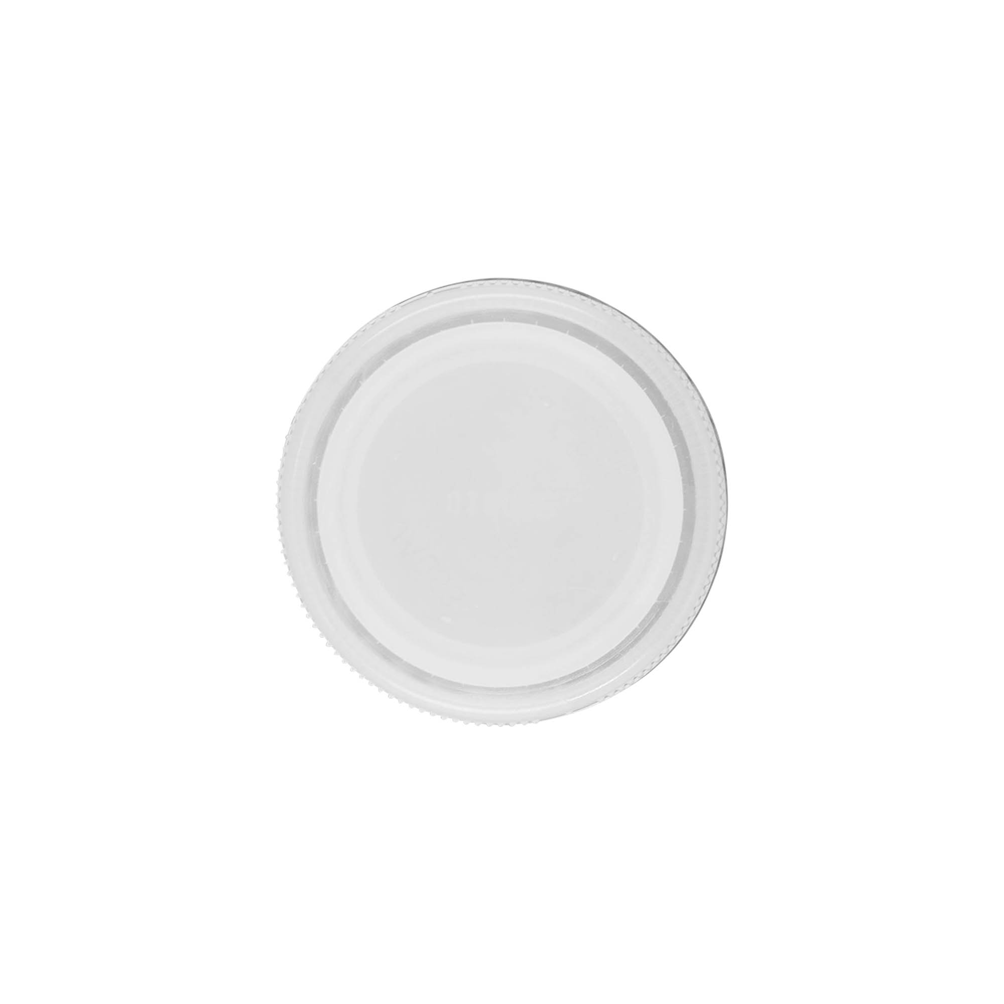 Screw cap for two start thread, PE plastic, white, for opening: PET 38 mm